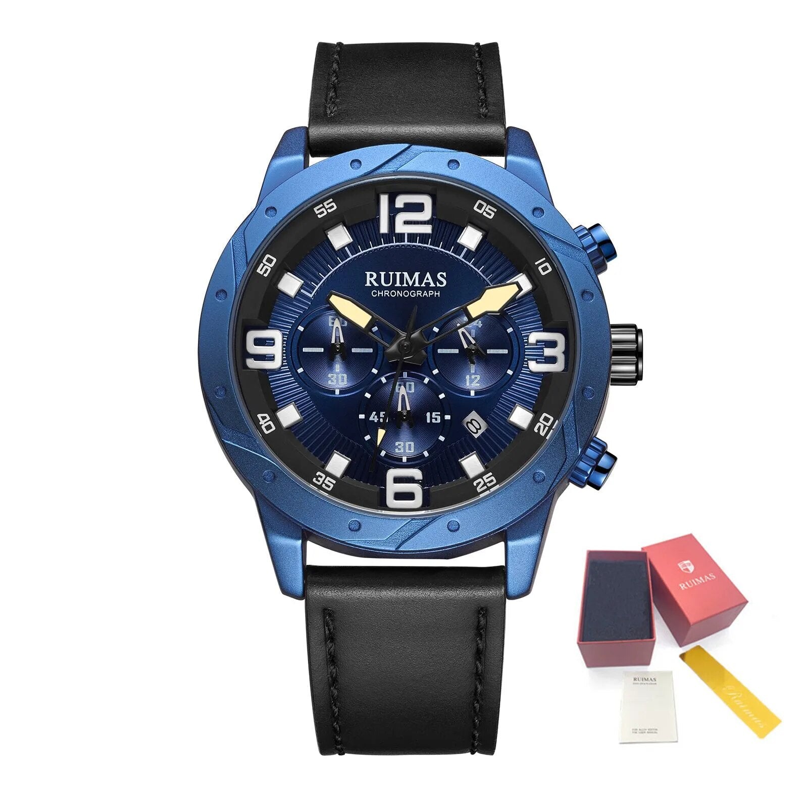 RUIMAS Relogio Masculino Fashion Men Quartz Watch Leather Sport Military Wristwatch Waterproof Clock with Auto Date-18