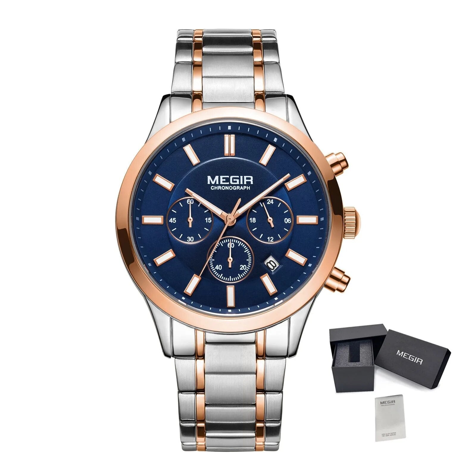 MEGIR Stainless Steel Waterproof Wrist Watches for Men Luminous Chronograph Business Quartz Men's Casual Clock Reloj Hombre-16