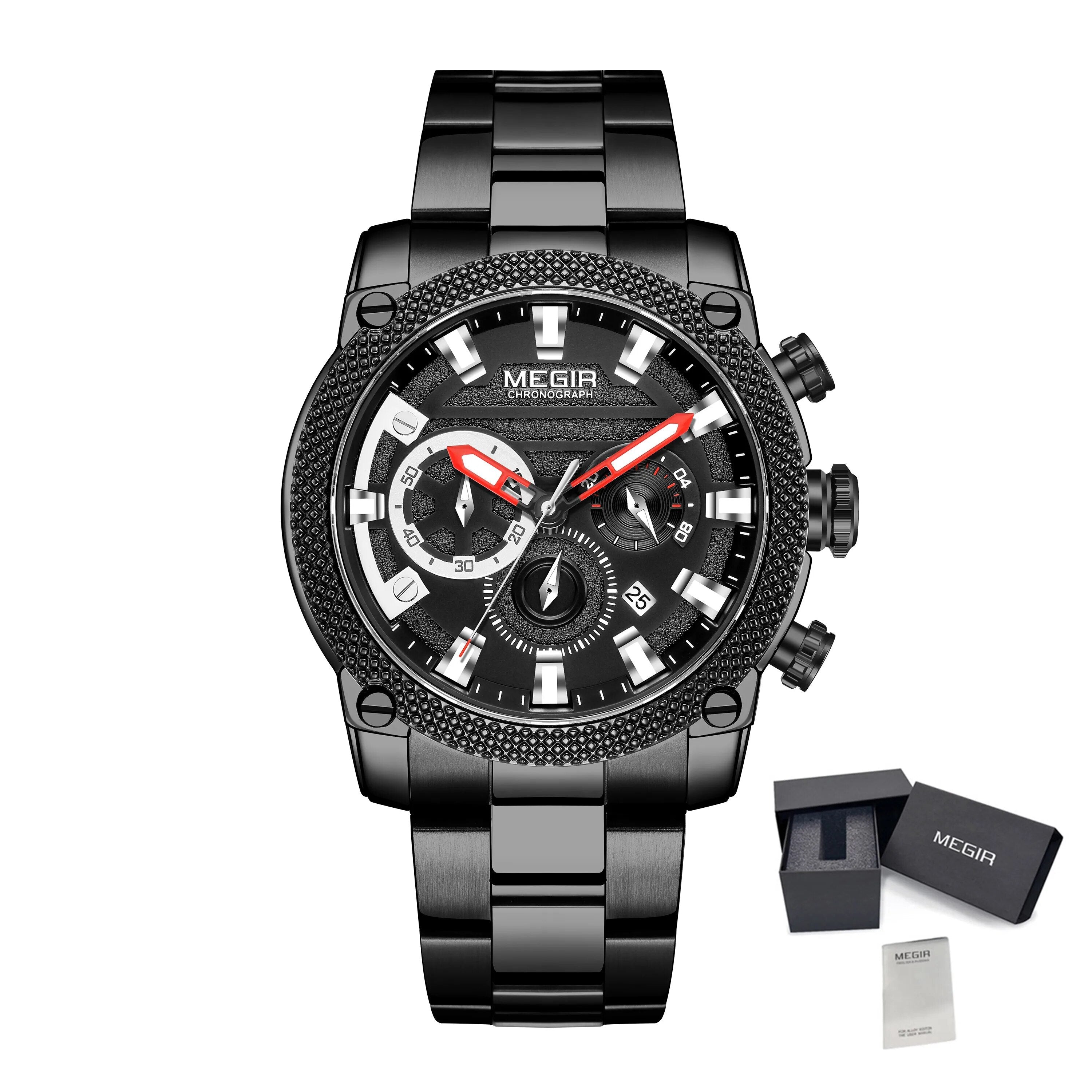 MEGIR Mens Watches Top Brand Luxury Business Wristwatch Waterproof Calendar Quartz Casual Clock Stainless Steel Man Chronograph-15