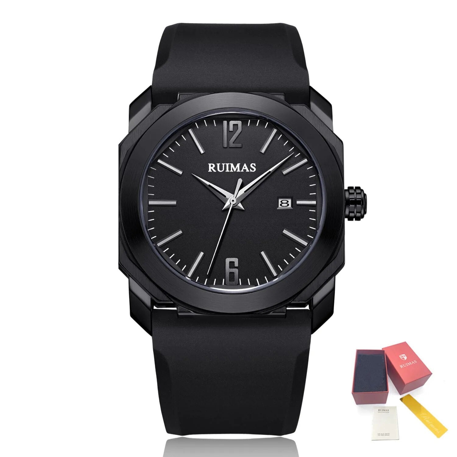 RUIMAS Luxury Silicone Band Quartz Sport Watches for Men Waterproof Calendar Casual Large Dial Wristwatch Clock Montre Homme-12
