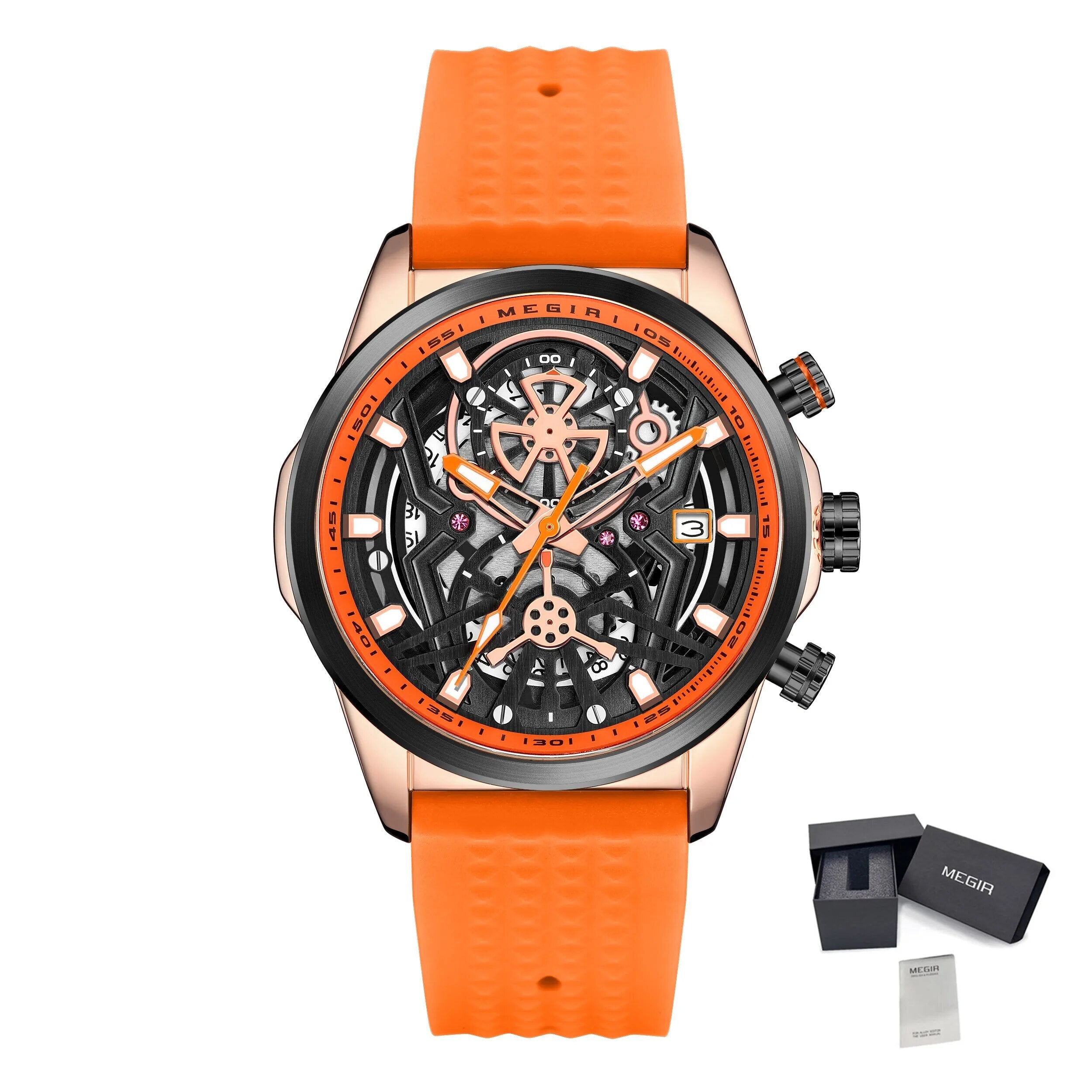 MEGIR Sports Watches Brand Luxury Wrist Watch Clock for Men Silicone Strap Luminous Quartz Big Dial Wristwatch Relogio Masculino-16