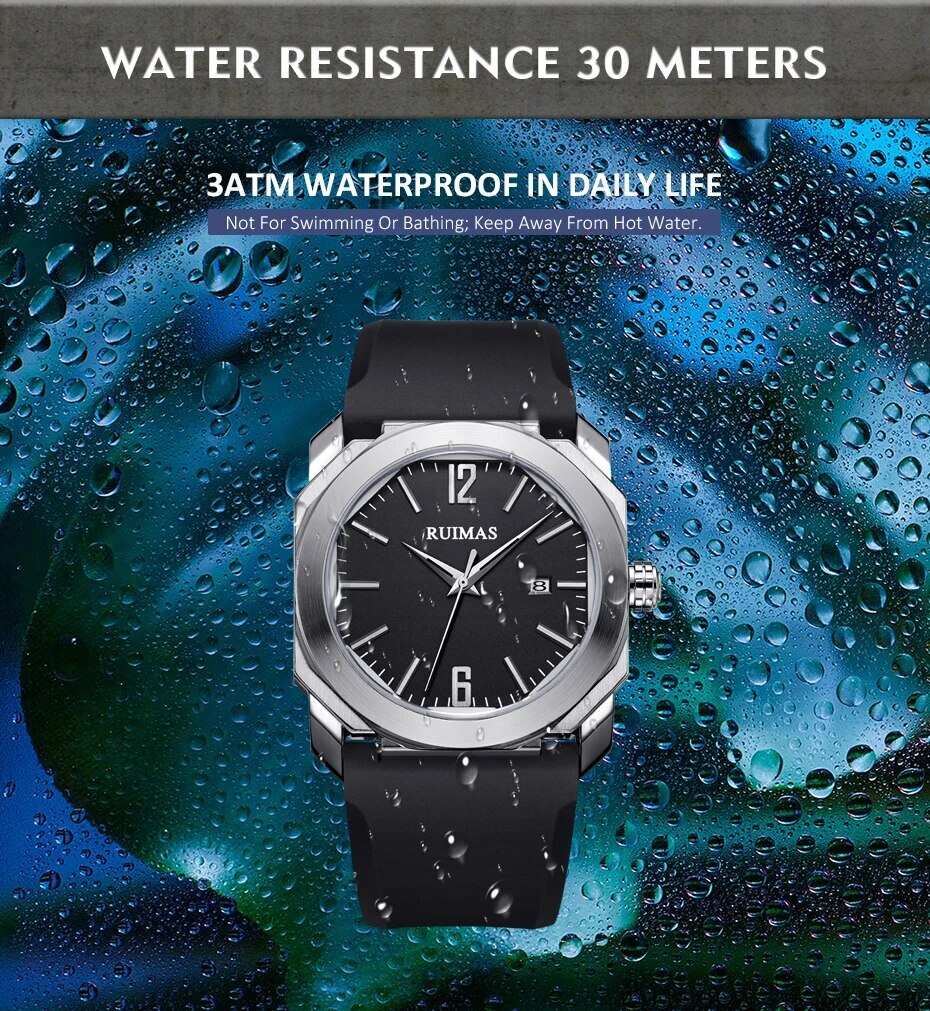 RUIMAS Luxury Silicone Band Quartz Sport Watches for Men Waterproof Calendar Casual Large Dial Wristwatch Clock Montre Homme-5