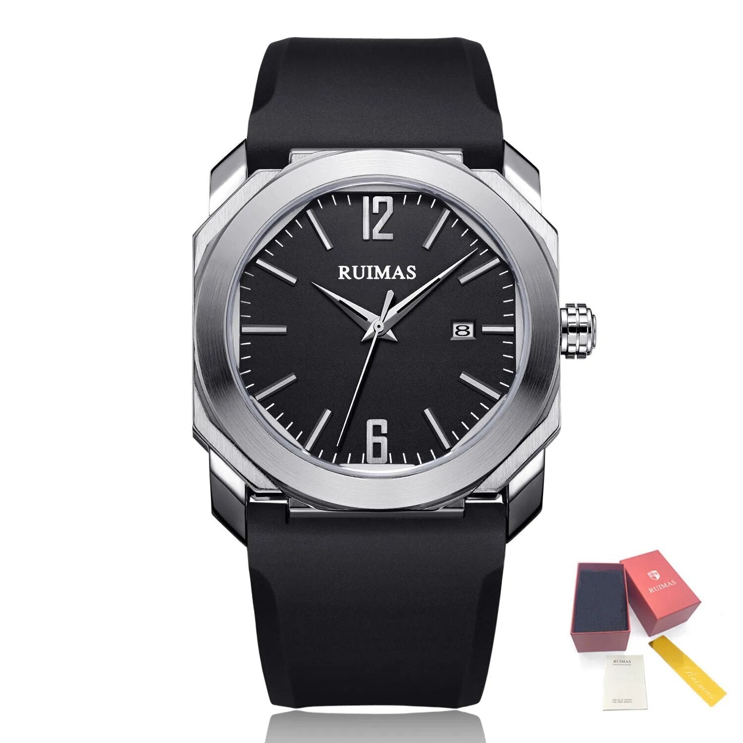 RUIMAS Luxury Silicone Band Quartz Sport Watches for Men Waterproof Calendar Casual Large Dial Wristwatch Clock Montre Homme-11