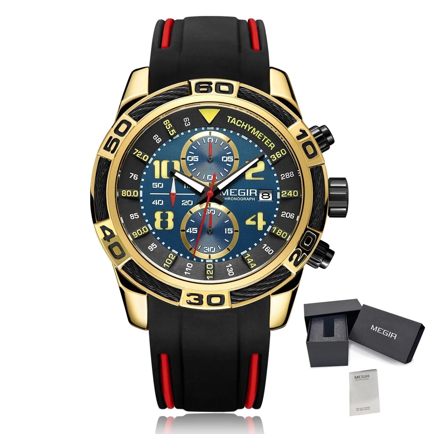 MEGIR Fashion Sports Watches for Mens Luxury Quartz Casual Wristwatch Relogio Masculino Man Chronograph Silicone Strap Clock-12