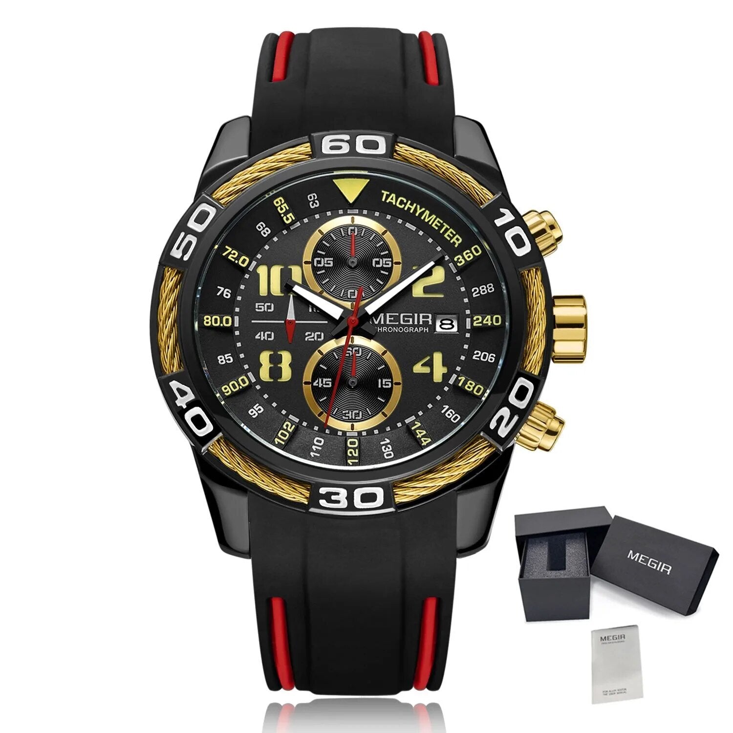 MEGIR Fashion Sports Watches for Mens Luxury Quartz Casual Wristwatch Relogio Masculino Man Chronograph Silicone Strap Clock-14