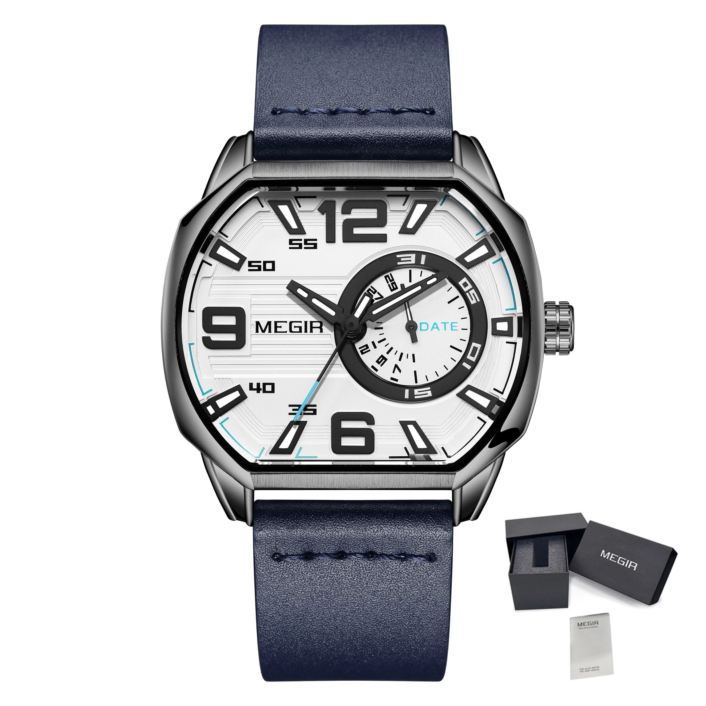 MEGIR Fashion Mens Watches Top Luxury Sport Military Watch Calendar Luminous Quartz Casual Man Wristwatch Clock Montre Homme-17