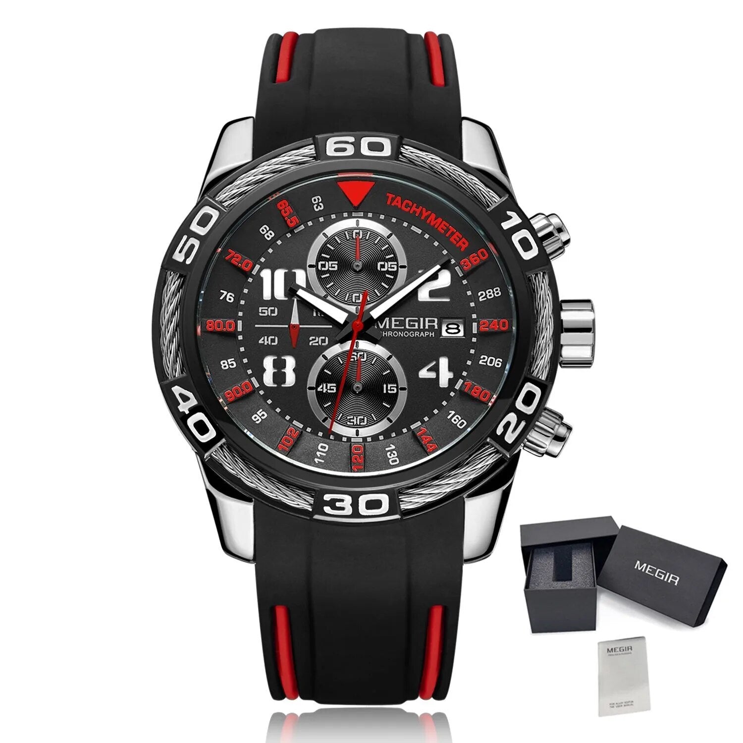 MEGIR Fashion Sports Watches for Mens Luxury Quartz Casual Wristwatch Relogio Masculino Man Chronograph Silicone Strap Clock-13