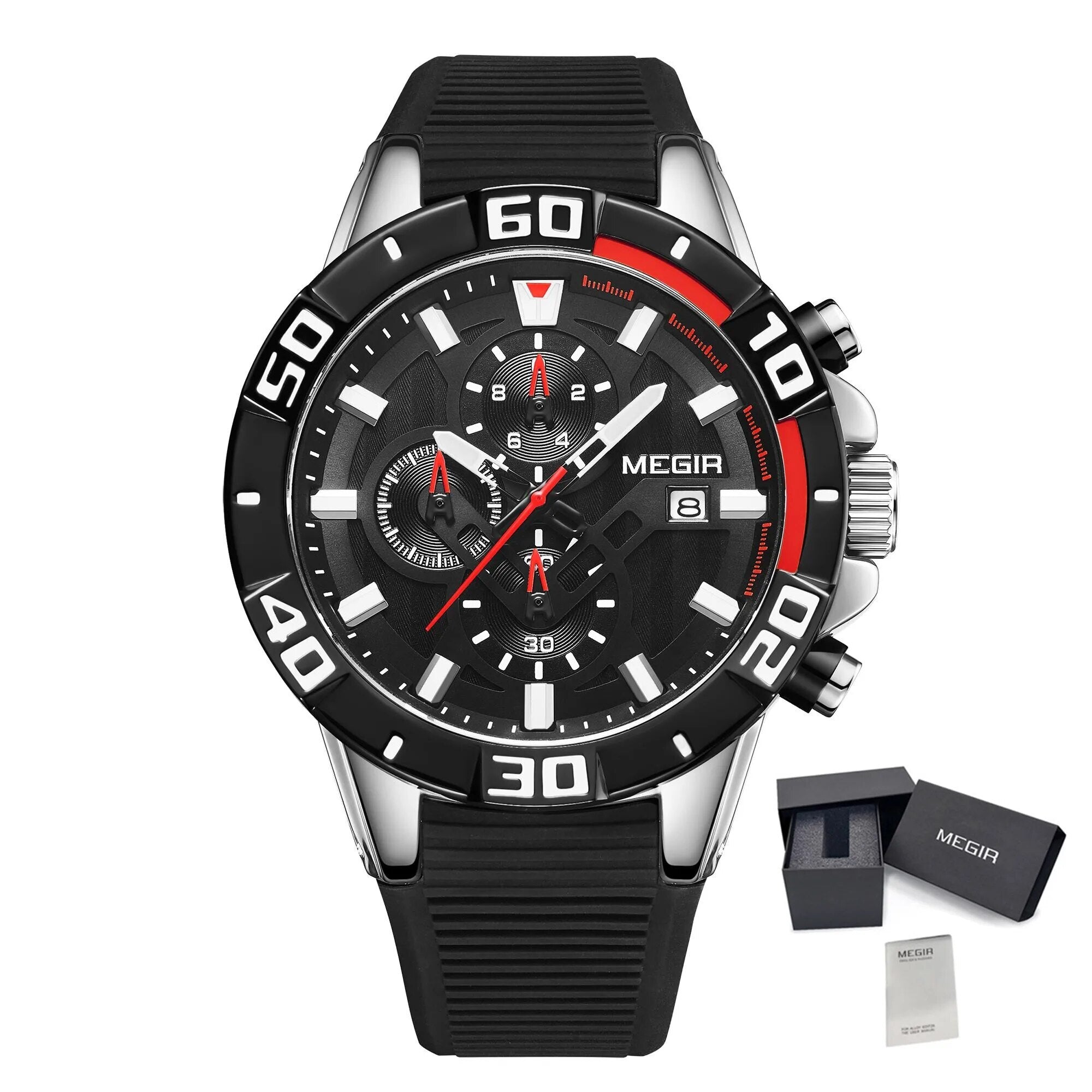 MEGIR Men Wristwatch Top Brand Luxury Silicone Strap Sport Watches Waterproof Luminous Quartz Clock Chronograph Reloj Hombre-15