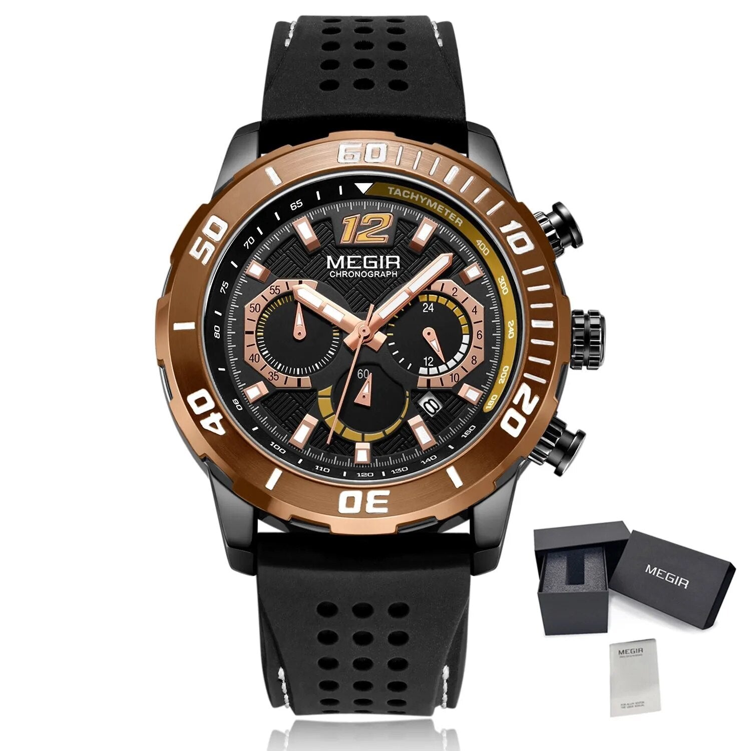 MEGIR Relogio Masculino Fashion Luxury Sports Watches for Men Waterproof Date Luminous Silicone Quartz Wristwatch Man Clock 2109-15