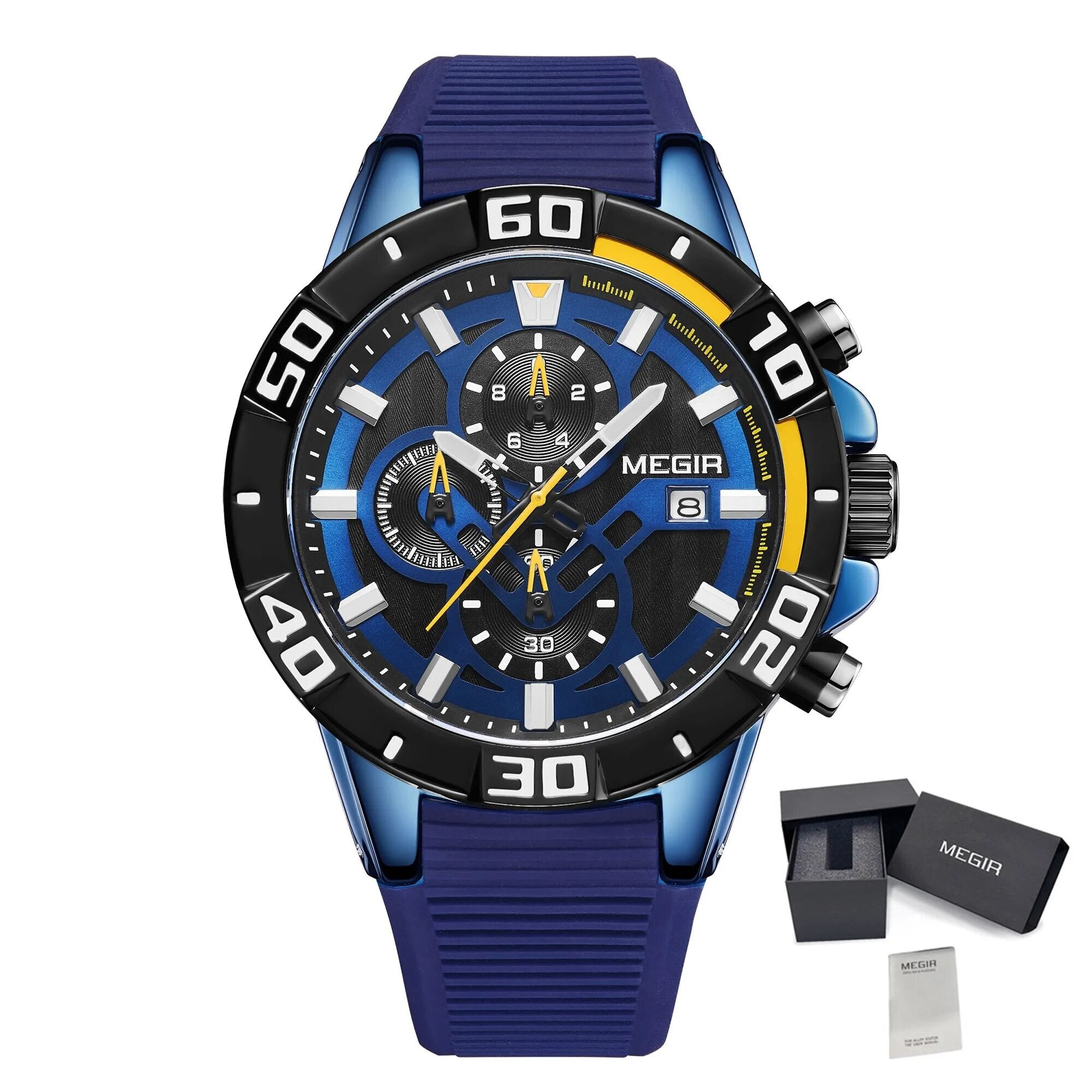 MEGIR Men Wristwatch Top Brand Luxury Silicone Strap Sport Watches Waterproof Luminous Quartz Clock Chronograph Reloj Hombre-14