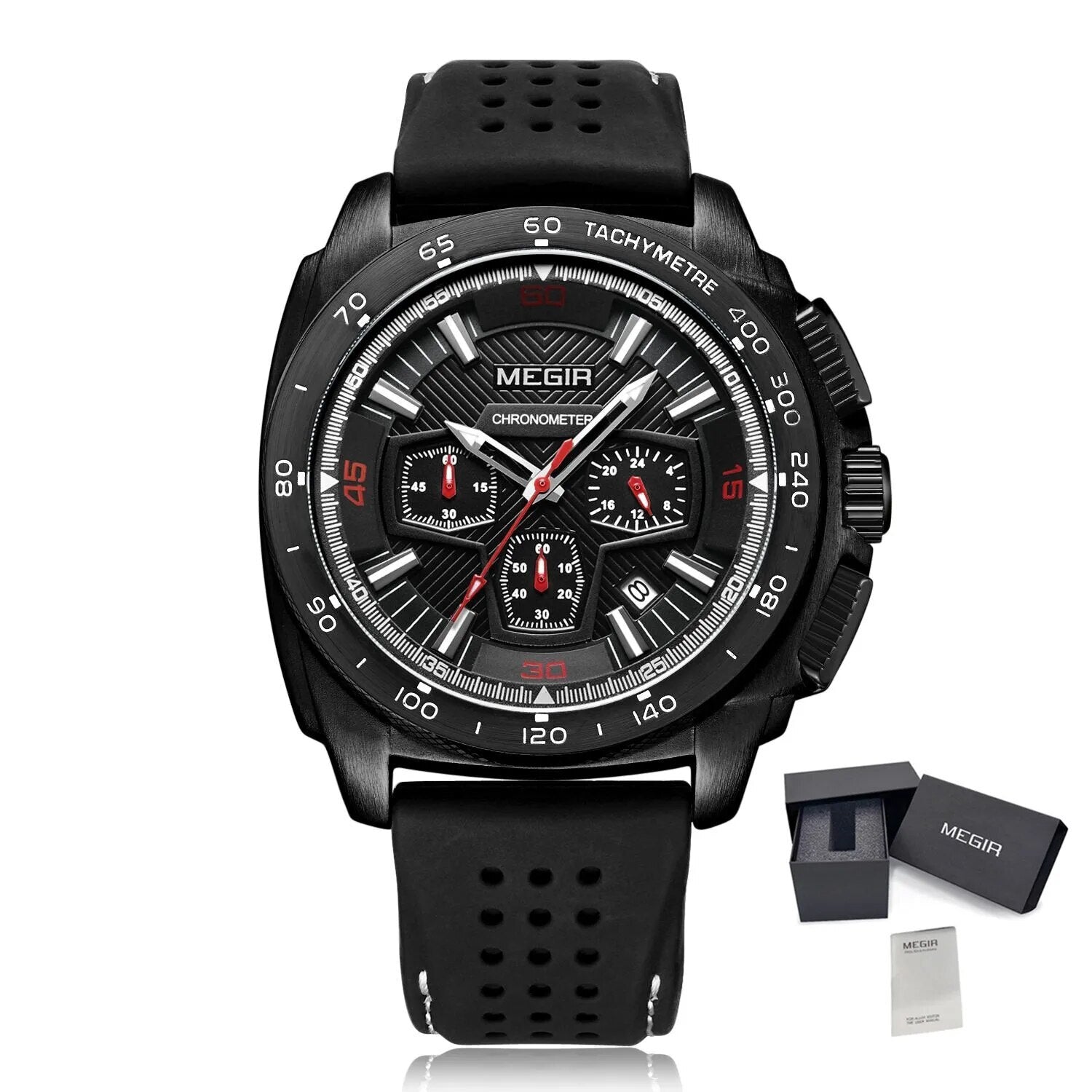 MEGIR Chronograph Men Sport Watch Fashion Silicone Army Military Watches Relogio Masculino Quartz Wrist Watch Clock Men 2056-15