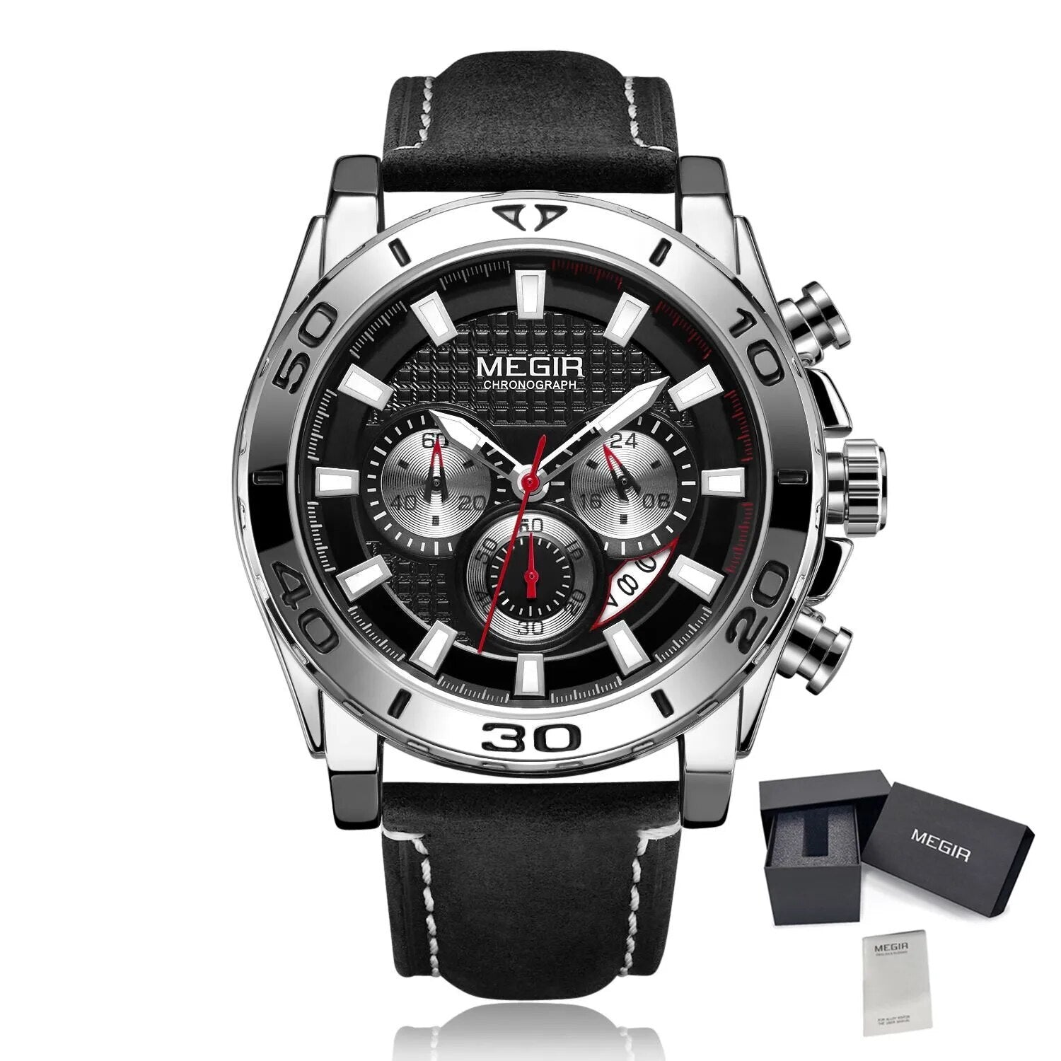 MEGIR Men Watches Brand Luxury Sports Quartz Chronograph Men's Army Military Wristwatch Leather Strap Male Clock Reloj Hombre-15