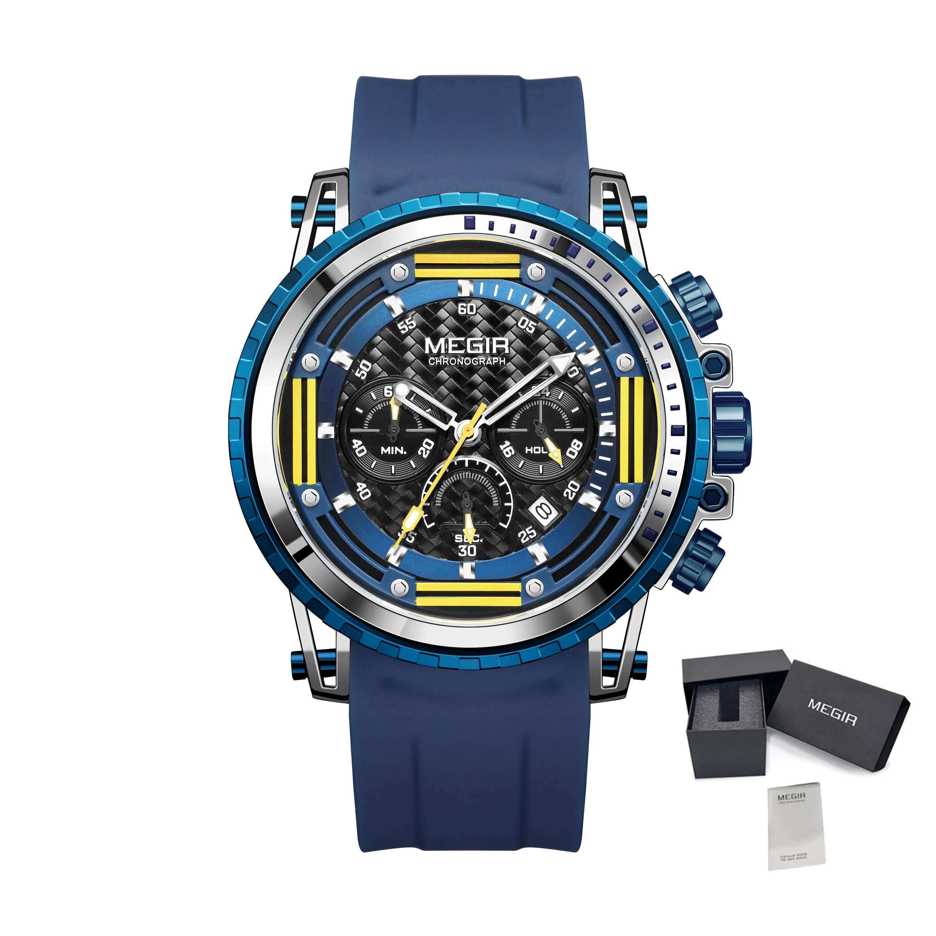 MEGIR Men's Sports Military Watches Fashion Luxury Quartz Wristwatch Silicone Strap Waterproof Chronograph Luminous Male Clock-16