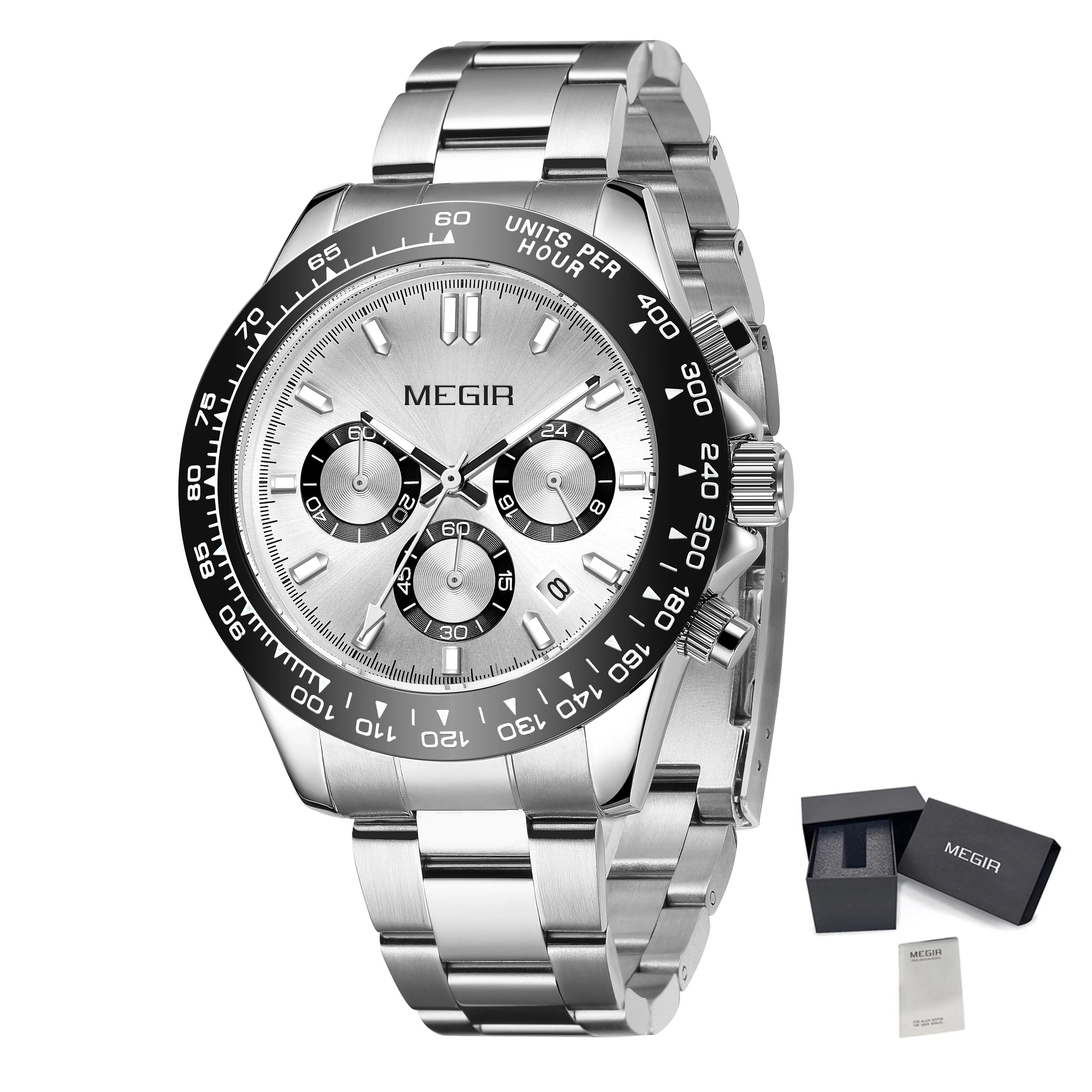 MEGIR Fashion Men Business Watches Stainless Steel Quartz Watch Top Brand Luxury Casual Wristwatch Waterproof Clock Reloj Hombre-14