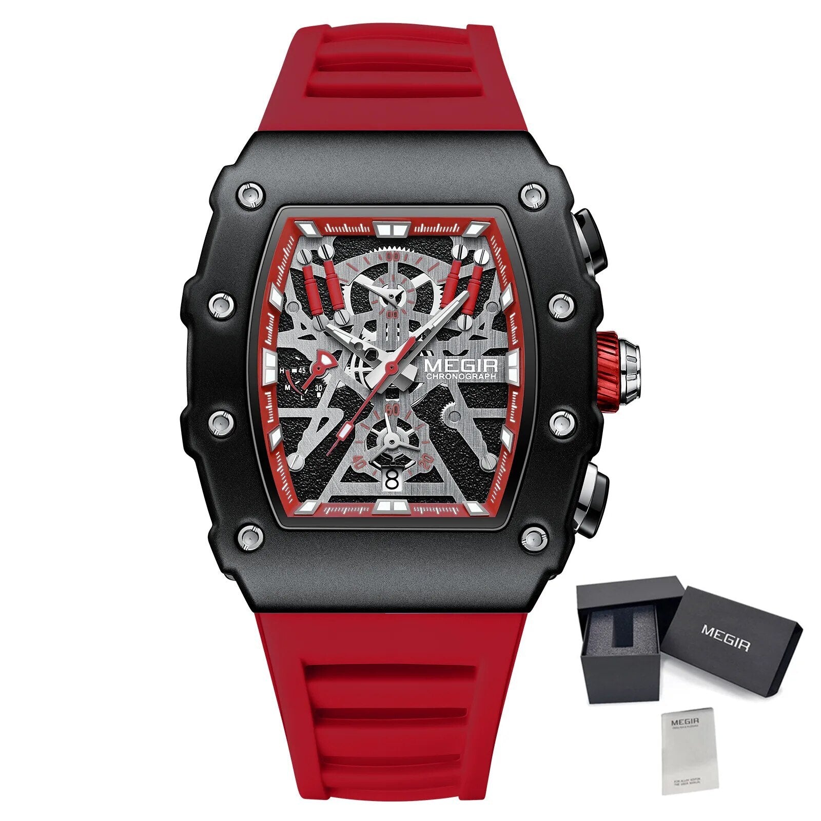 MEGIR Luxury Outdoor Sport Wristwatch for Mens Silicone Waterproof Watches Quartz Wrist Watch Male Clock Military Watch 2218-20