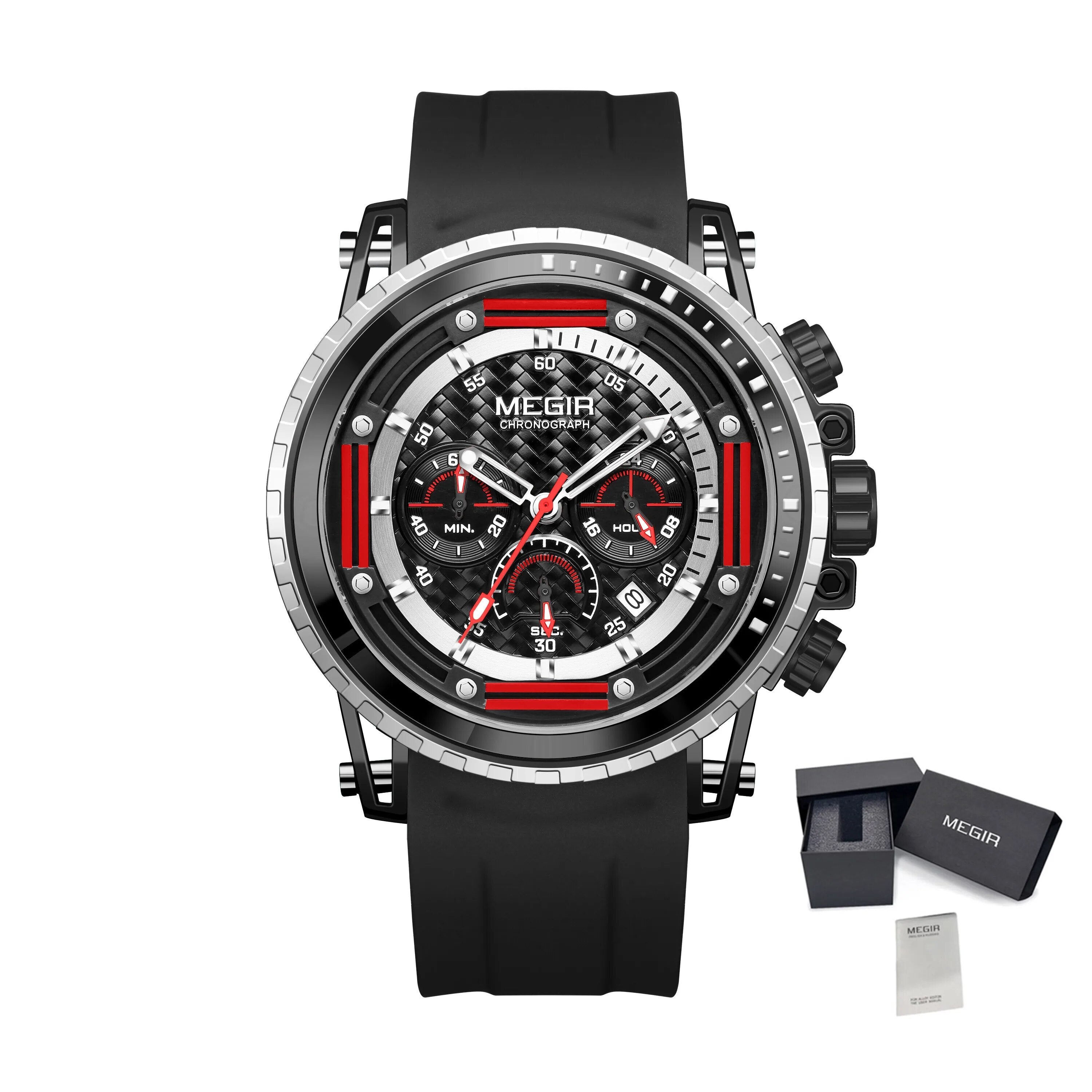 MEGIR Men's Sports Military Watches Fashion Luxury Quartz Wristwatch Silicone Strap Waterproof Chronograph Luminous Male Clock-15