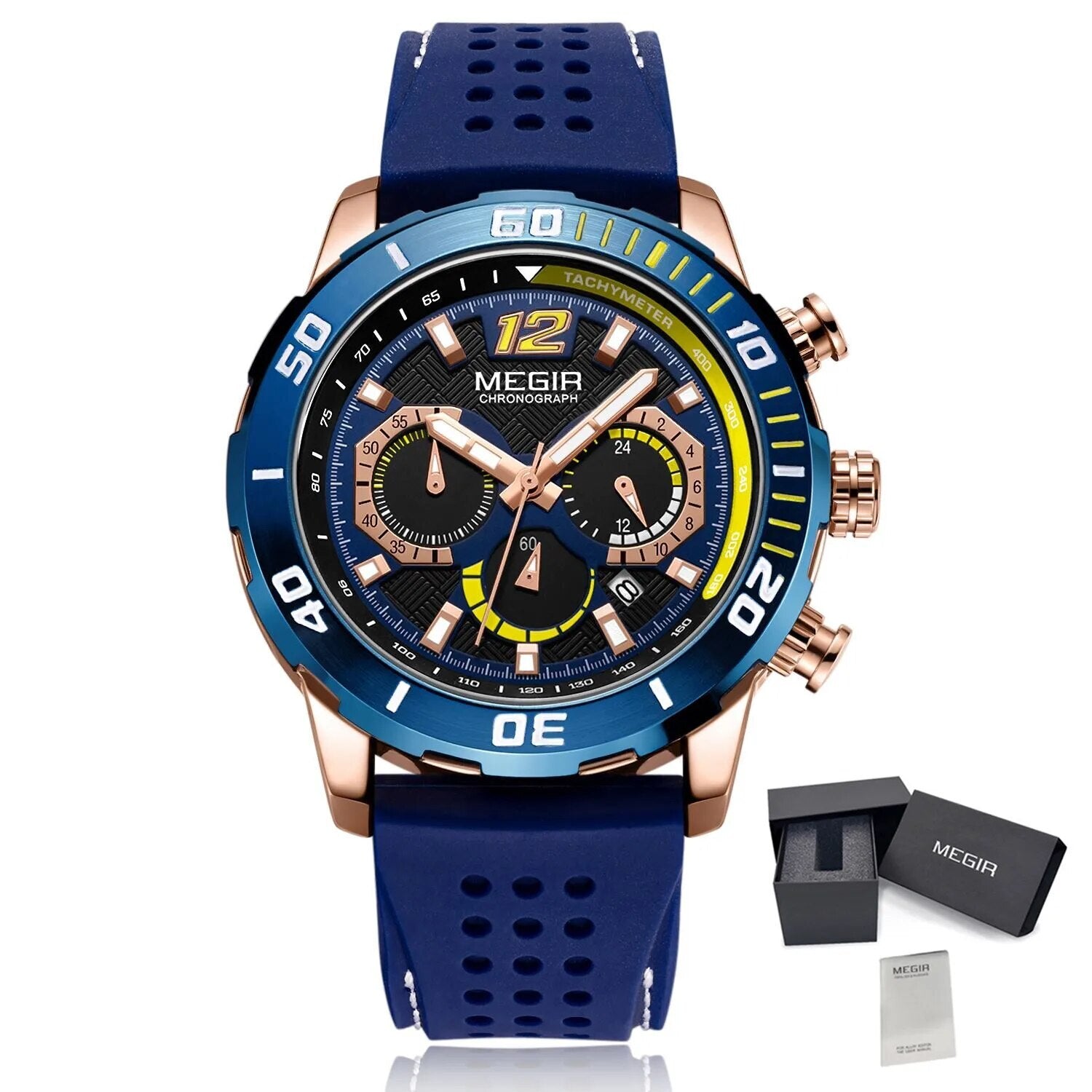 MEGIR Relogio Masculino Fashion Luxury Sports Watches for Men Waterproof Date Luminous Silicone Quartz Wristwatch Man Clock 2109-14