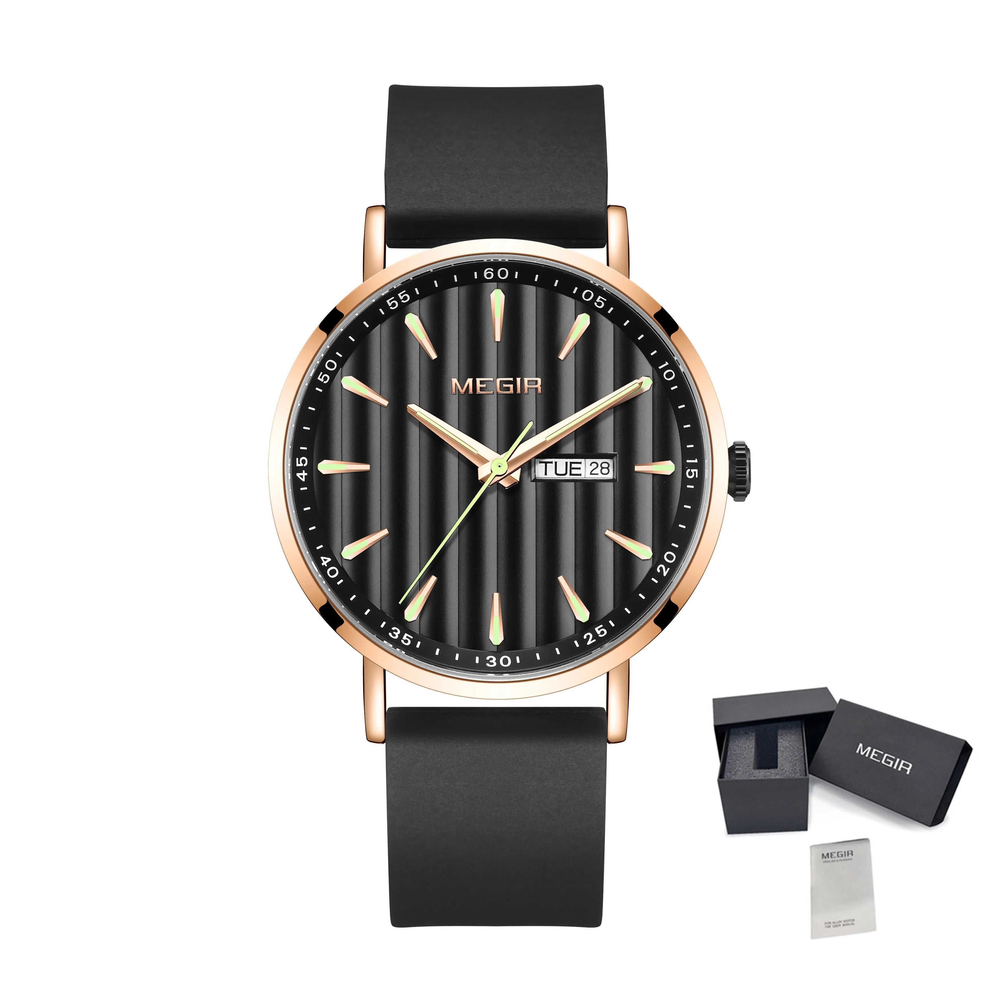 MEGIR Luxury Big Dial Mens Watch Fashion Quartz Casual Sport Wristwatch for Men Waterproof Week Date Display Clock Reloj Hombre-15