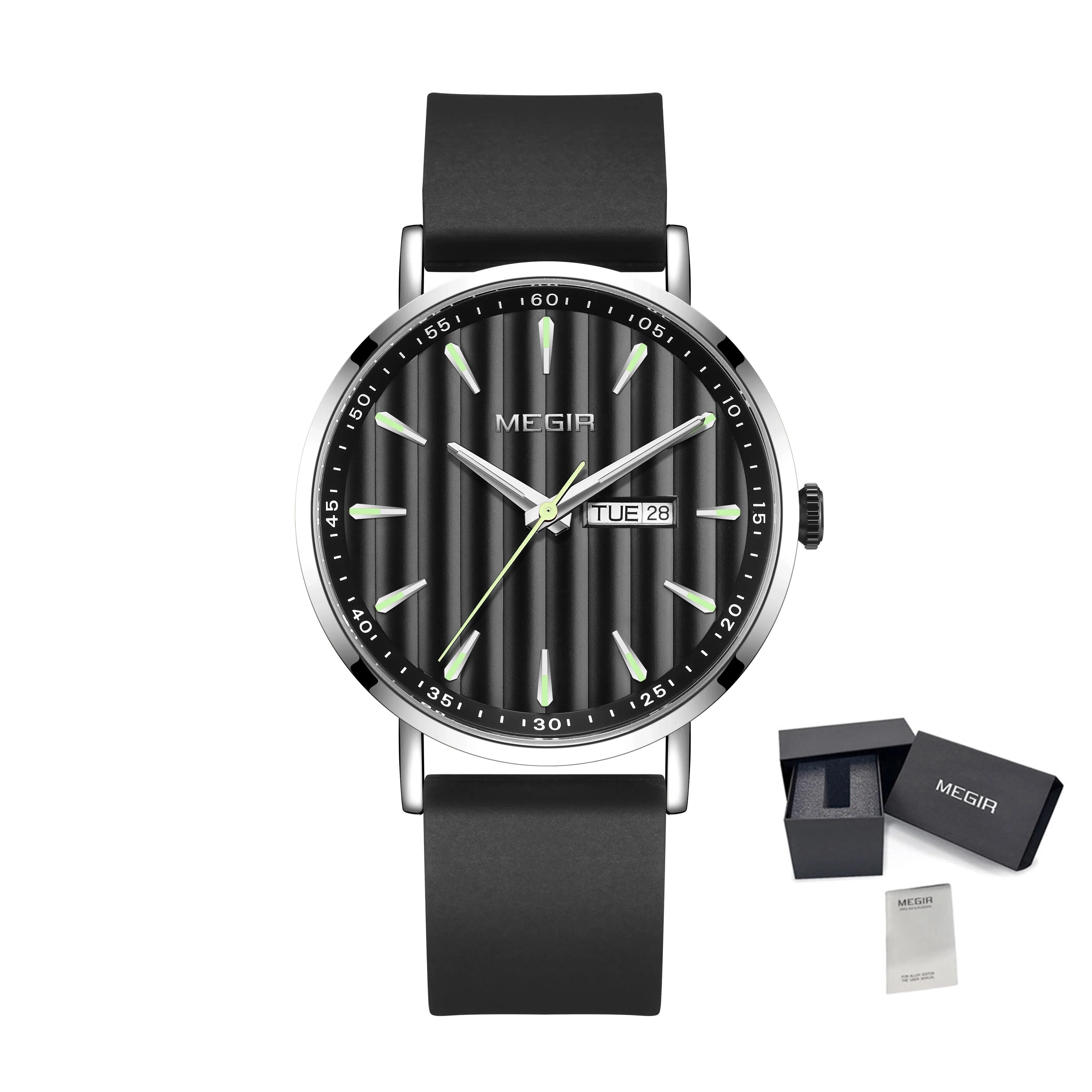 MEGIR Luxury Big Dial Mens Watch Fashion Quartz Casual Sport Wristwatch for Men Waterproof Week Date Display Clock Reloj Hombre-16