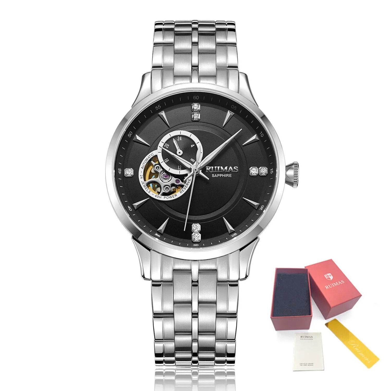 RUIMAS Gold Men Watch Luxury Stainless Steel Automatic Mechanical Watches Sapphire Glass Waterproof Wristwatch Relogio Masculino-13