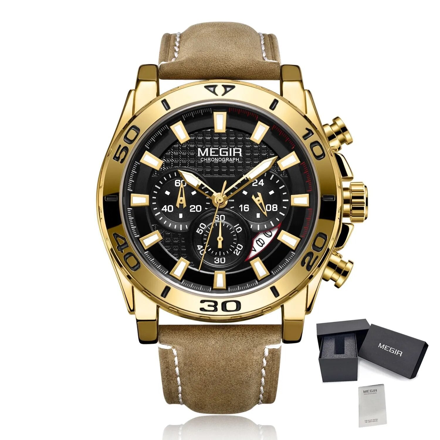MEGIR Men Watches Brand Luxury Sports Quartz Chronograph Men's Army Military Wristwatch Leather Strap Male Clock Reloj Hombre-14