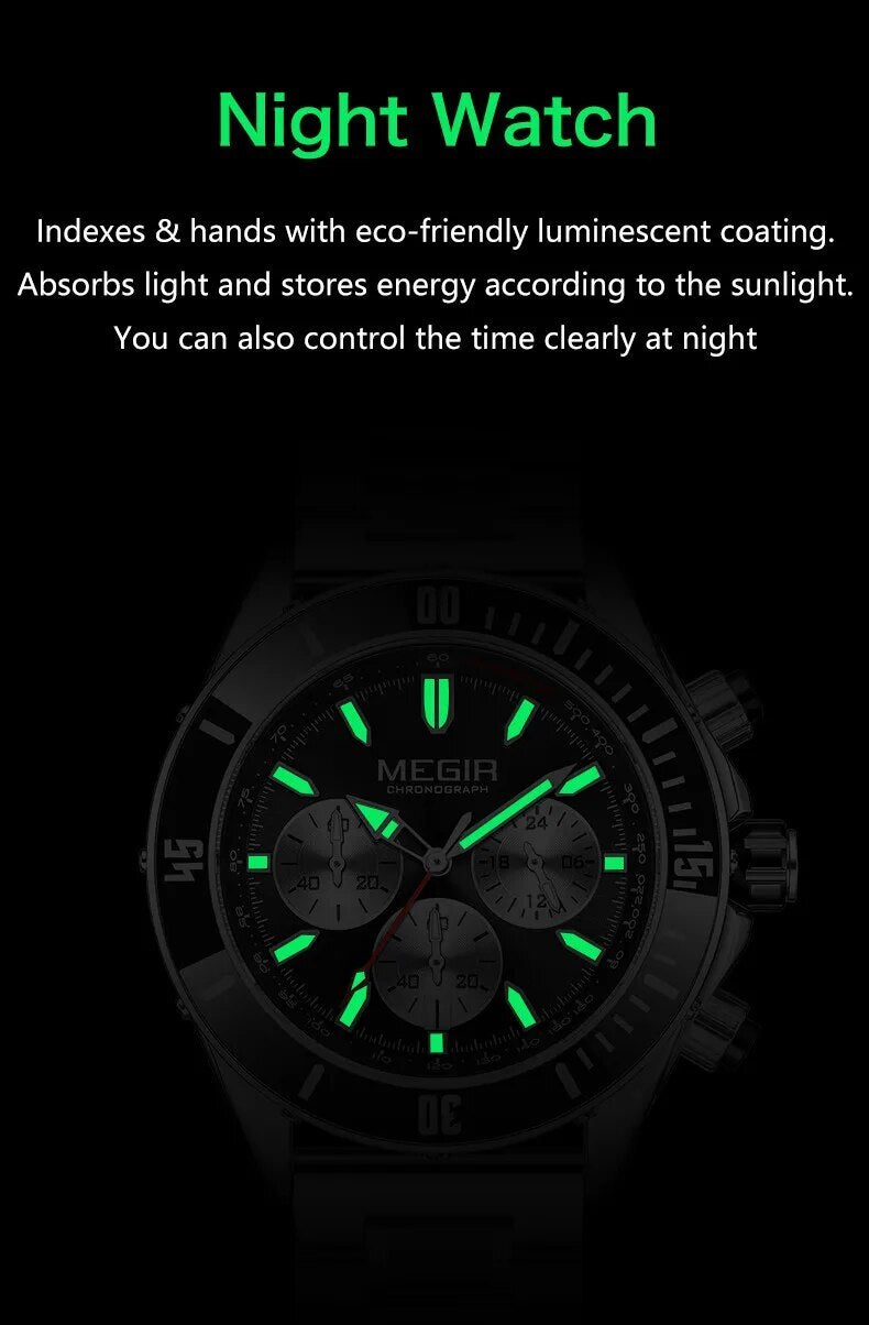 MEGIR Watch with Chronograph Men Fashion Quartz Military Waterproof Calendar Business Casual Wrist Watches Clock Montre Homme-7