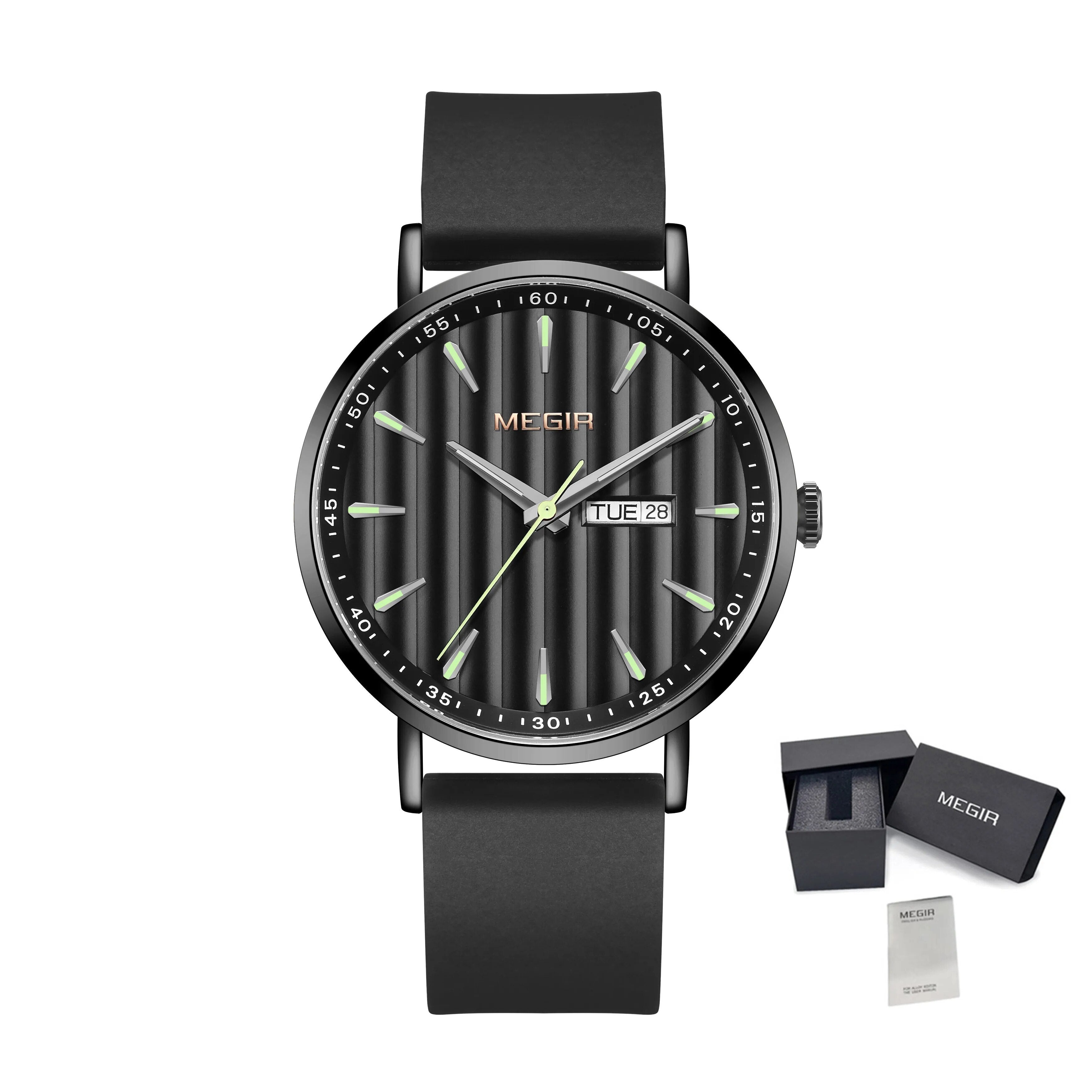 MEGIR Luxury Big Dial Mens Watch Fashion Quartz Casual Sport Wristwatch for Men Waterproof Week Date Display Clock Reloj Hombre-17