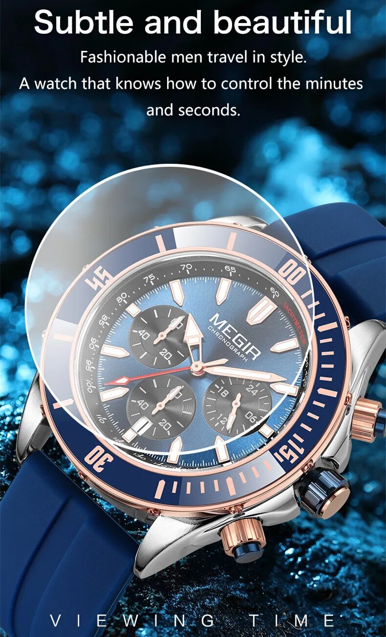 MEGIR Watch with Chronograph Men Fashion Quartz Military Waterproof Calendar Business Casual Wrist Watches Clock Montre Homme-10