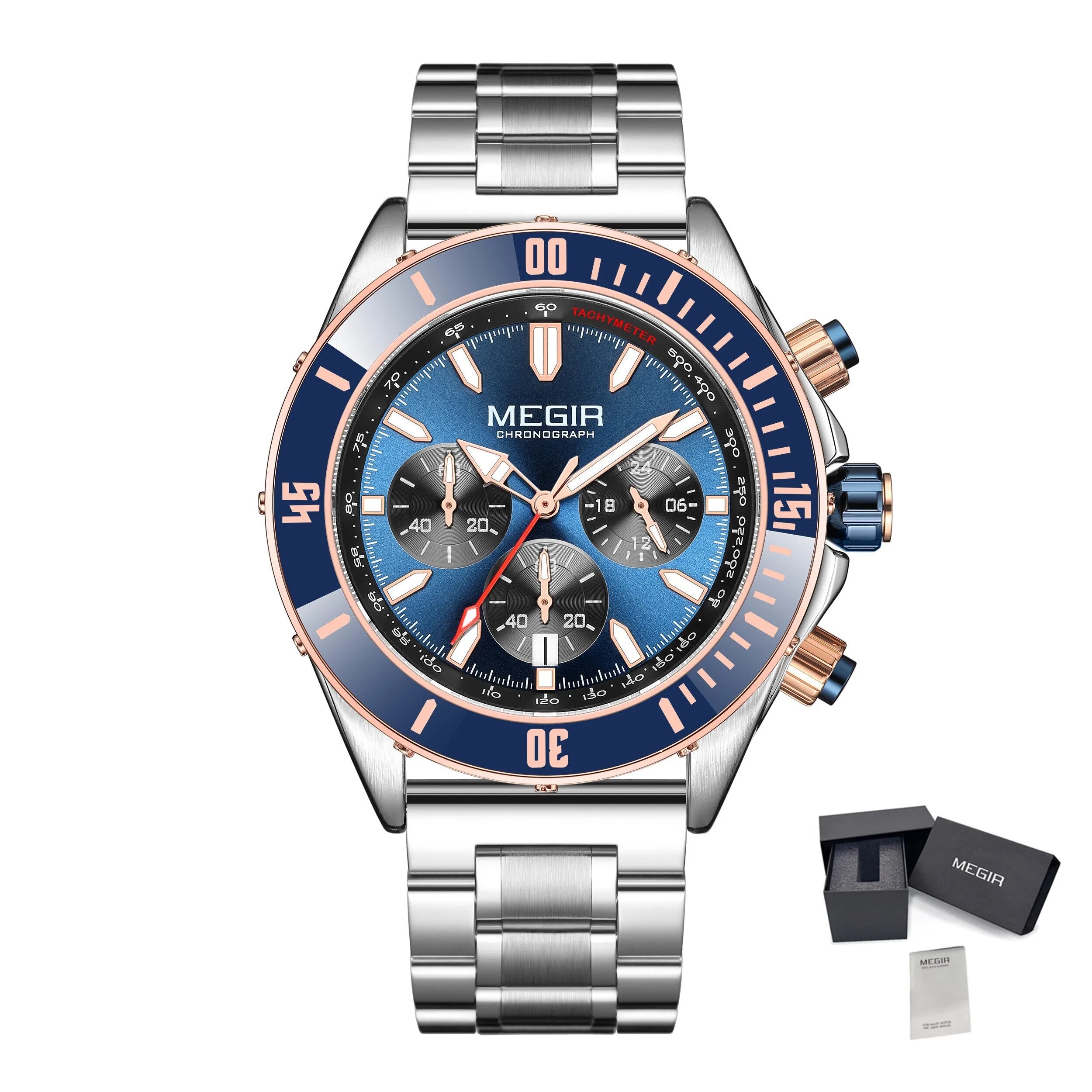 MEGIR Watch with Chronograph Men Fashion Quartz Military Waterproof Calendar Business Casual Wrist Watches Clock Montre Homme-12