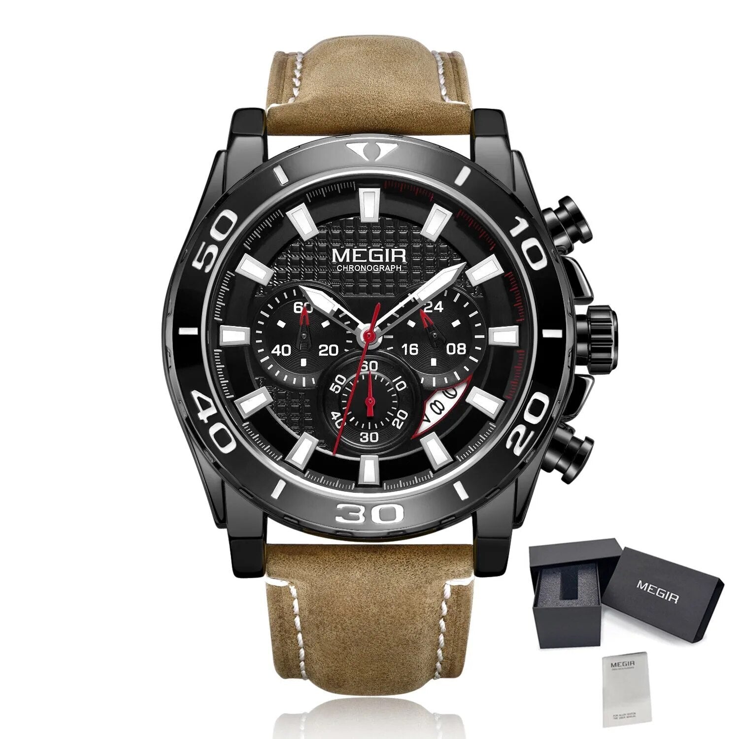 MEGIR Men Watches Brand Luxury Sports Quartz Chronograph Men's Army Military Wristwatch Leather Strap Male Clock Reloj Hombre-13