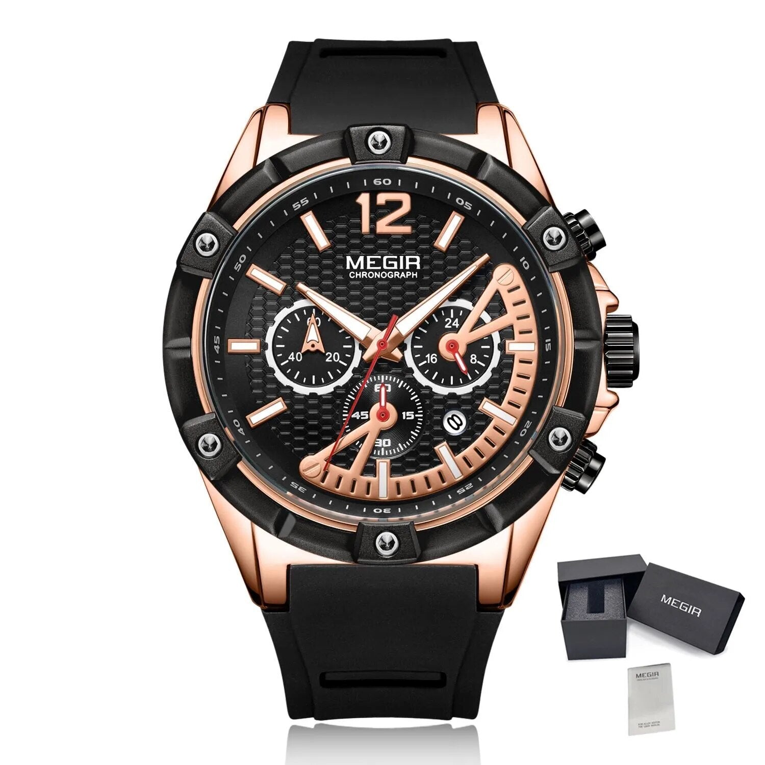 MEGIR Fashion Mens Watches Top Brand Luxury Silicone Sport Military Watch Chronograph Date Waterproof Wristwatch Male Clock 2083-17