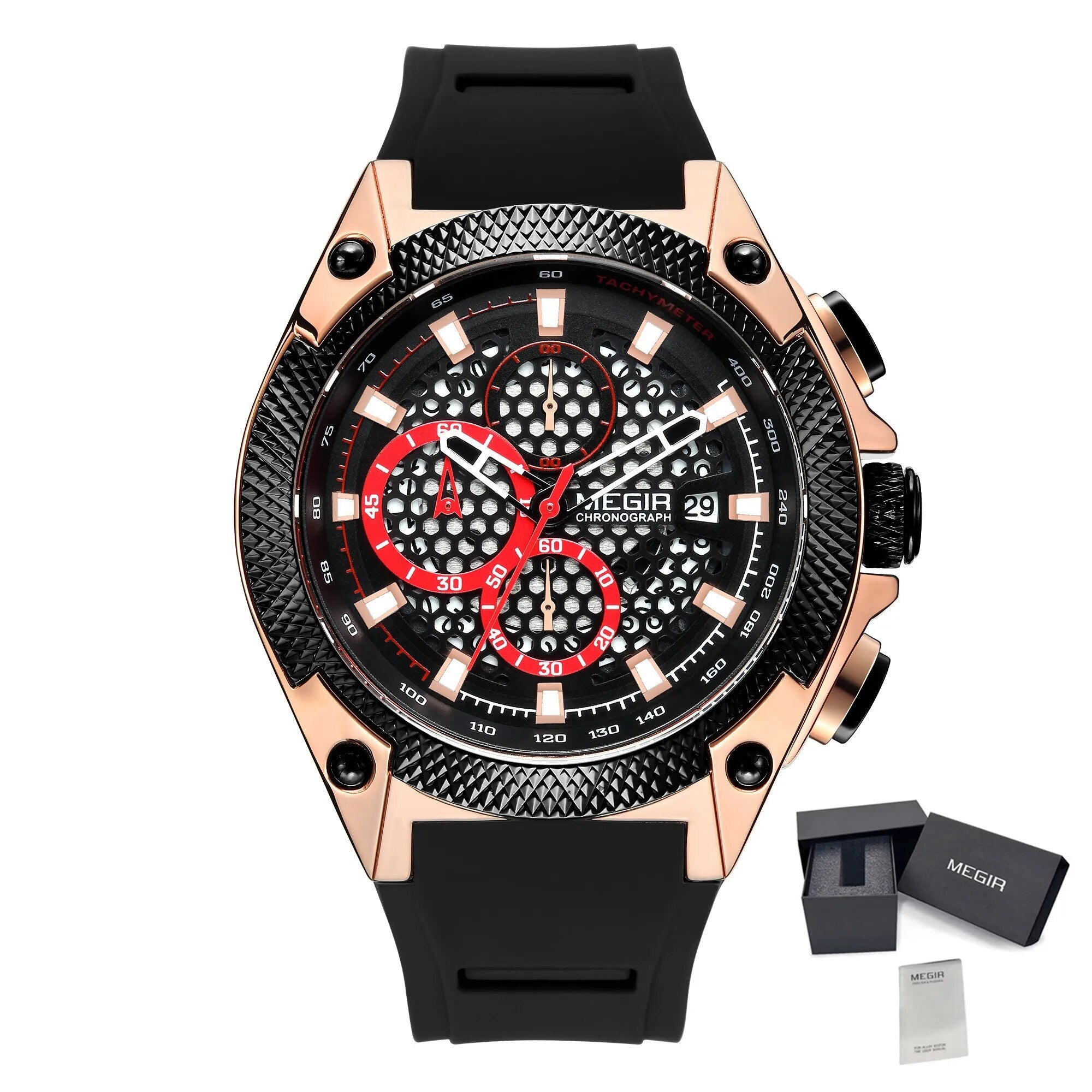 MEGIR Fashion Sports Military Watches for Mens Top Brand Luxury Military Wristwatch Silicone Waterproof Clock Relogio Masculino-12