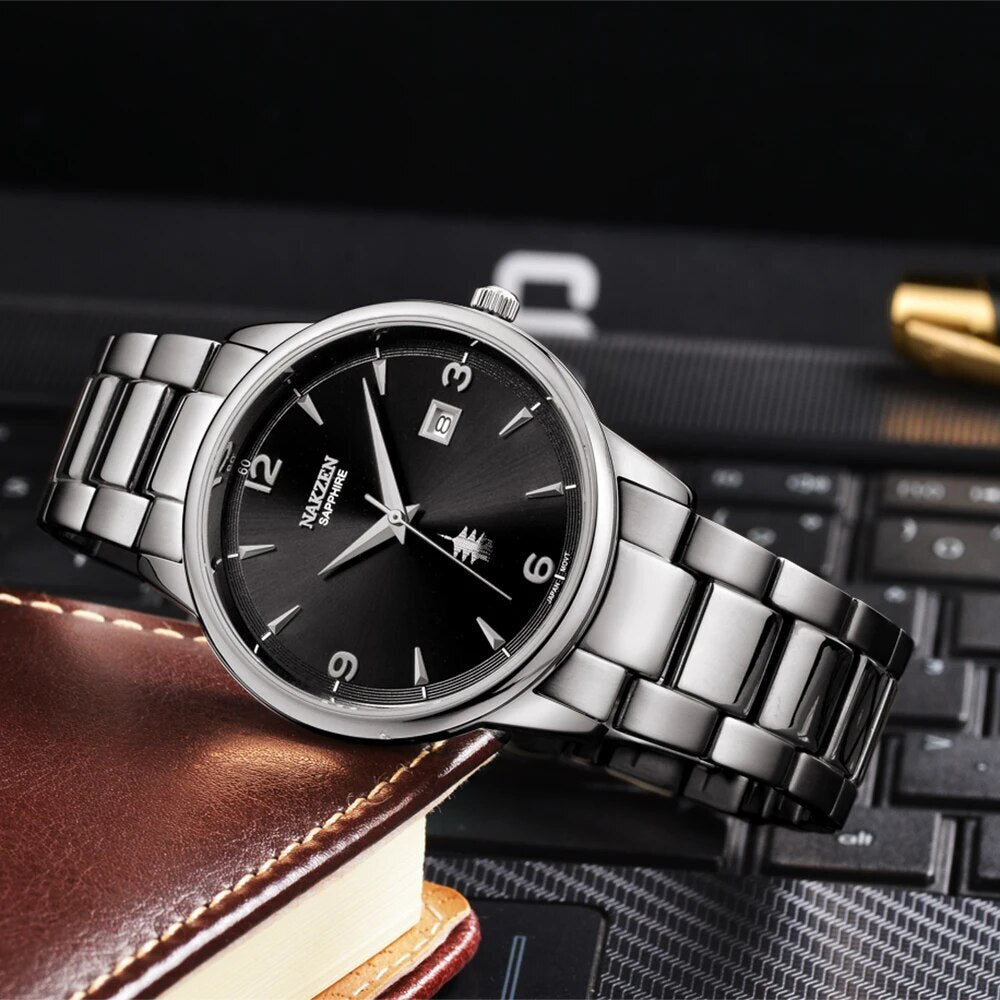 NAKZEN Male Casual Commerce Cool Watch Simple Wrist Watch Brand Luxury Men Quartz Watches Stainless Steel Waterproof Clock Gift-2