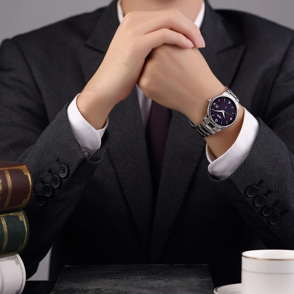 NAKZEN Male Casual Commerce Cool Watch Simple Wrist Watch Brand Luxury Men Quartz Watches Stainless Steel Waterproof Clock Gift-3