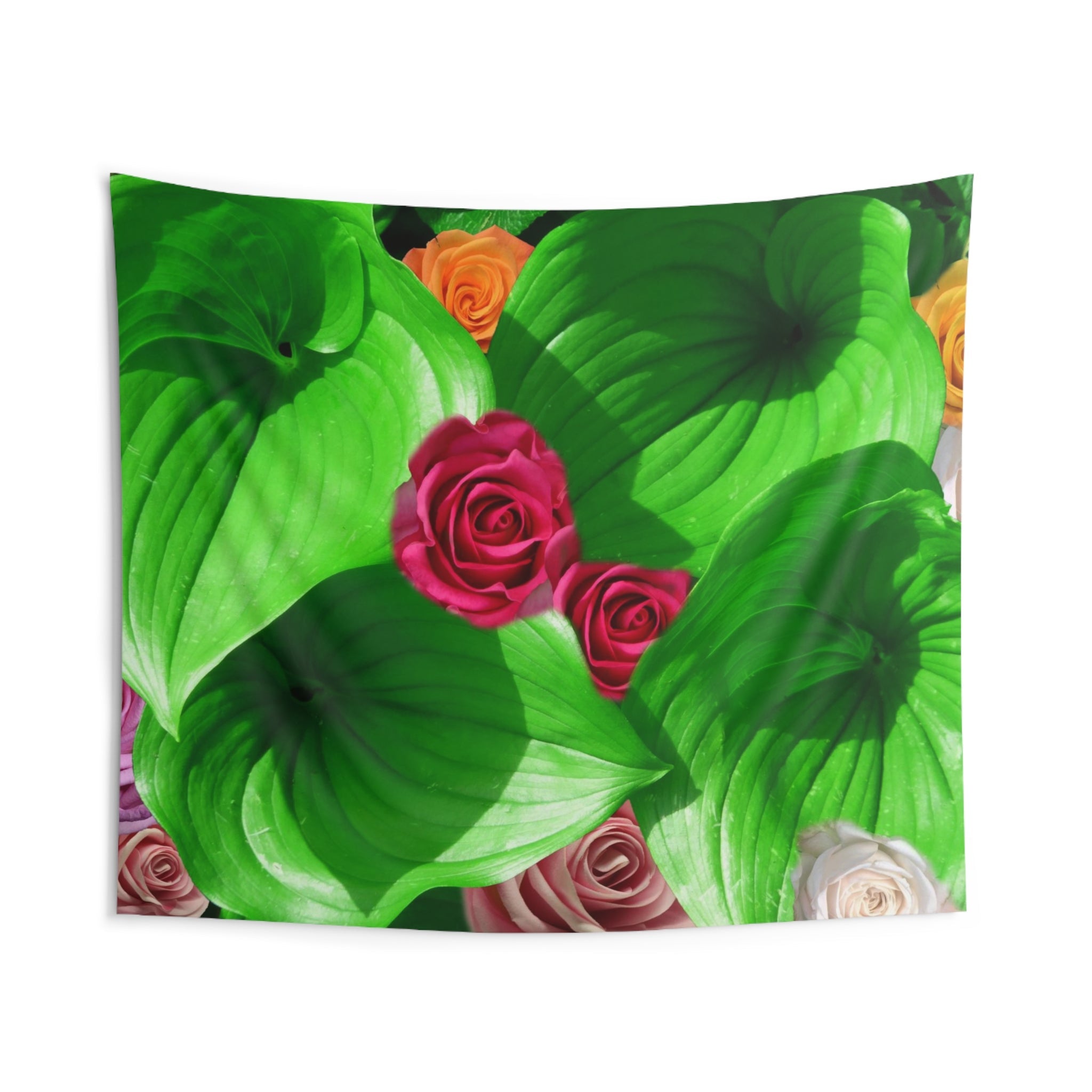 Colorfull Roses With Leaf Tapestry-1