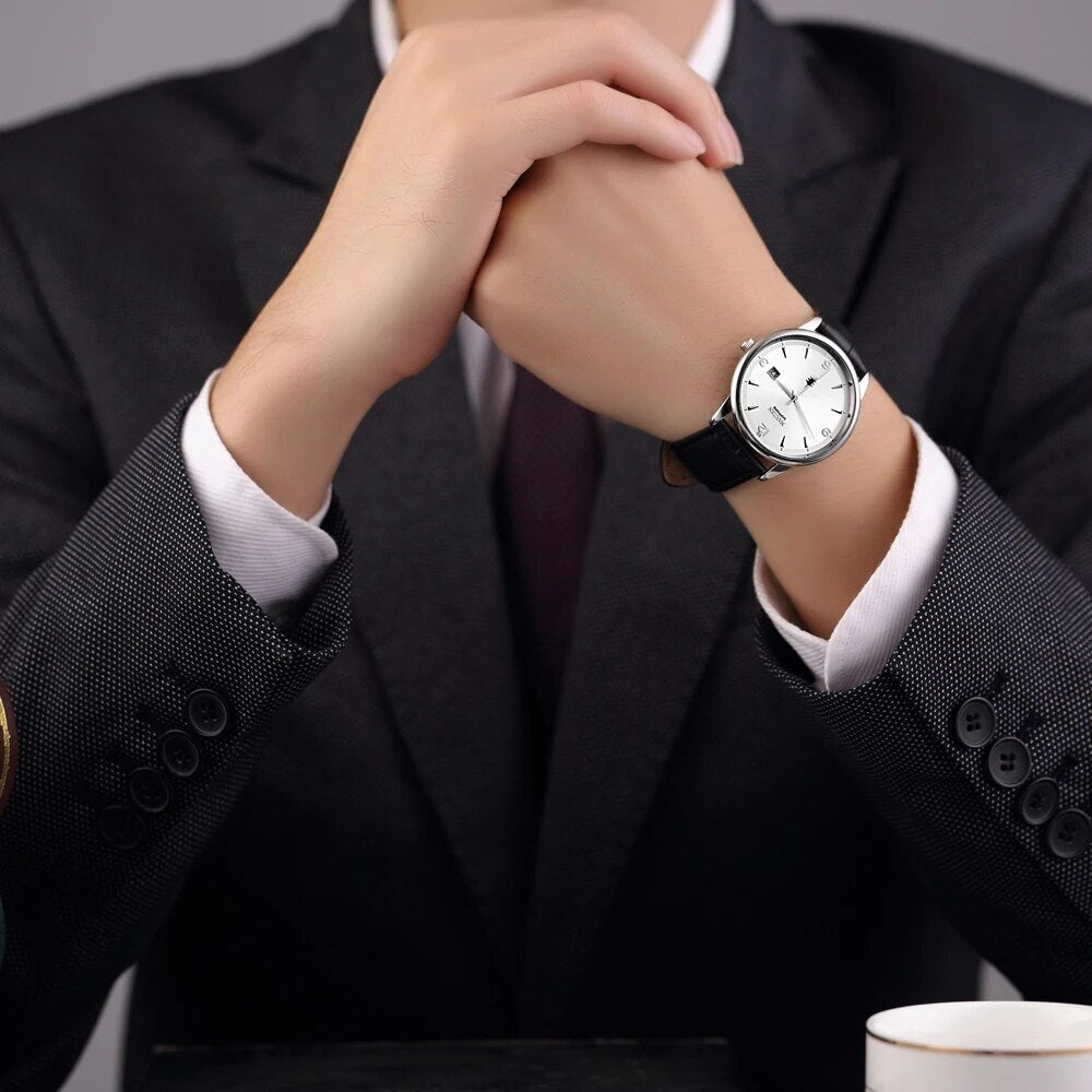 Men Watches Ontwerp Luxe Mannen Quartz Horloge Rvs Gmt Horloge Top Merk Echt leer Waterproof Dress Watch Horloges Reloj Homber-3