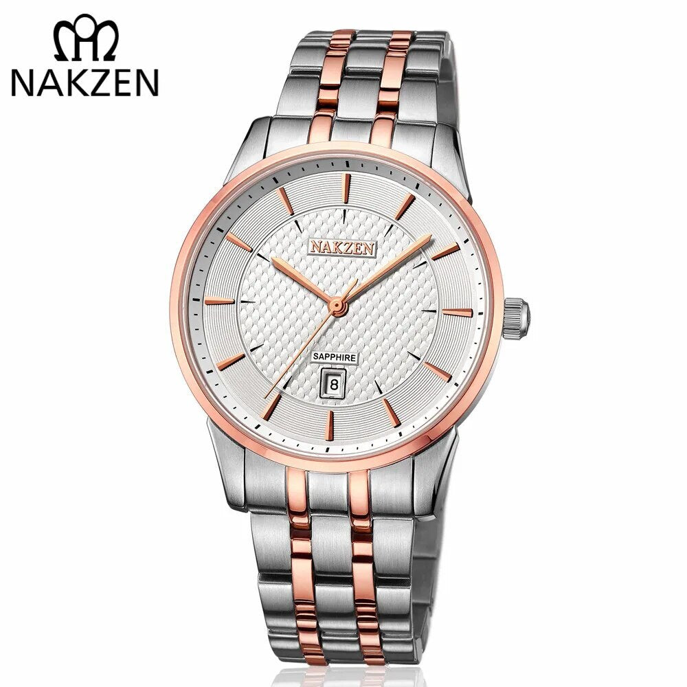 NAKZEN Top Luxury Brand Men's Watches Waterproof Quartz Stainless Steel Watch Rose Gold Watches Male Clock Relogio Masculino-0