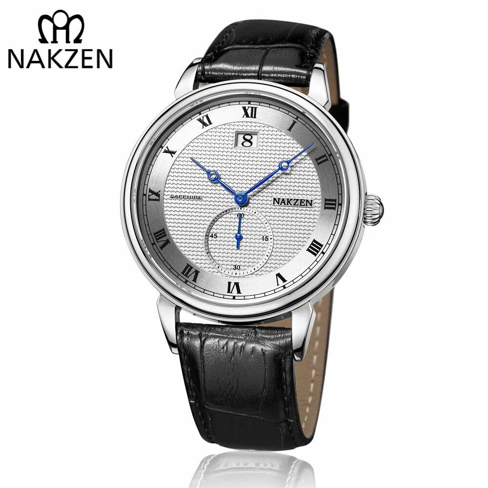 NAKZEN Classic Men Watch Top Brand Luxury Function Date Leather Sport Watches Male Business Quartz WristWatch Relogio Masculino-0