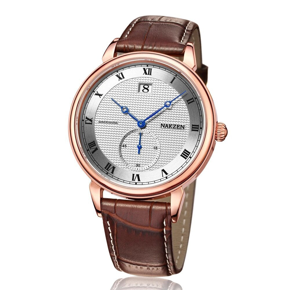 NAKZEN Classic Men Watch Top Brand Luxury Function Date Leather Sport Watches Male Business Quartz WristWatch Relogio Masculino-1