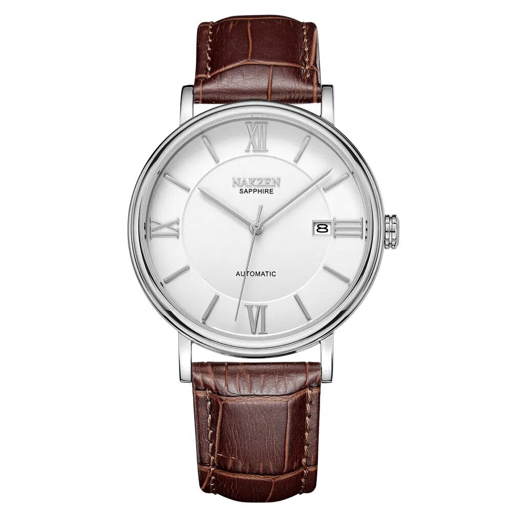 NAKZEN Men Business Automatic Mechanical Watches Brand Luxury Leather Man Wrist Watch Male Clock Relogio Masculino Miyota 9015-8