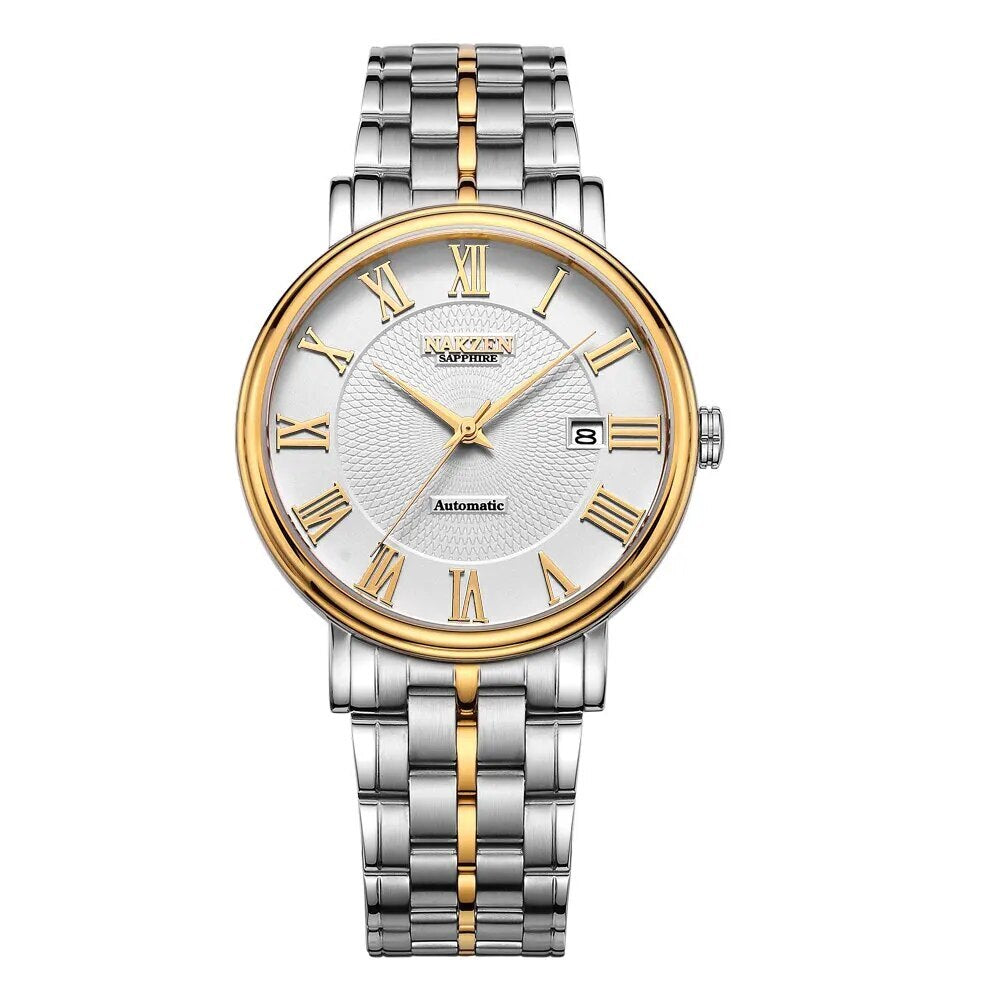 NAKZEN Men Classic Automatic Mechanical Watches Brand Luxury Man Stainless Steel Wristwatch Clock Relogio Masculino Miyota 9015-7