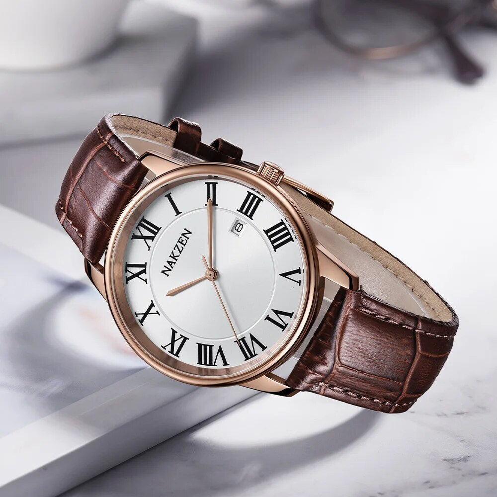 New NAKZEN Top Brand Luxury Fashion Mens Watches  Big Dia Stainless Steel Quartz Watch Men Sport Male Clock Relogio Masculino-1