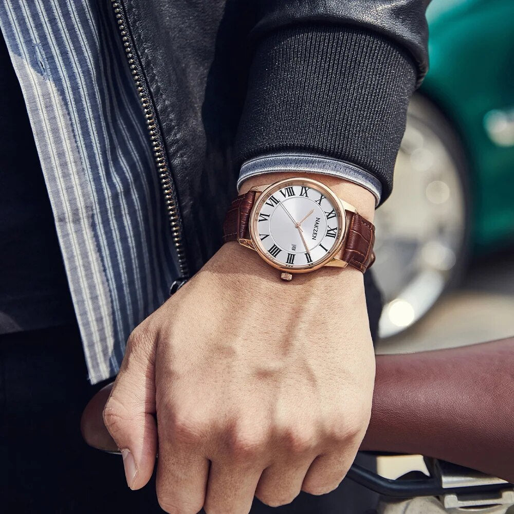 New NAKZEN Top Brand Luxury Fashion Mens Watches  Big Dia Stainless Steel Quartz Watch Men Sport Male Clock Relogio Masculino-2