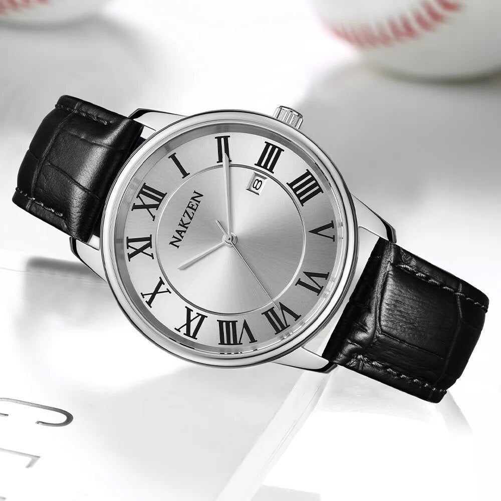 New NAKZEN Top Brand Luxury Fashion Mens Watches  Big Dia Stainless Steel Quartz Watch Men Sport Male Clock Relogio Masculino-5