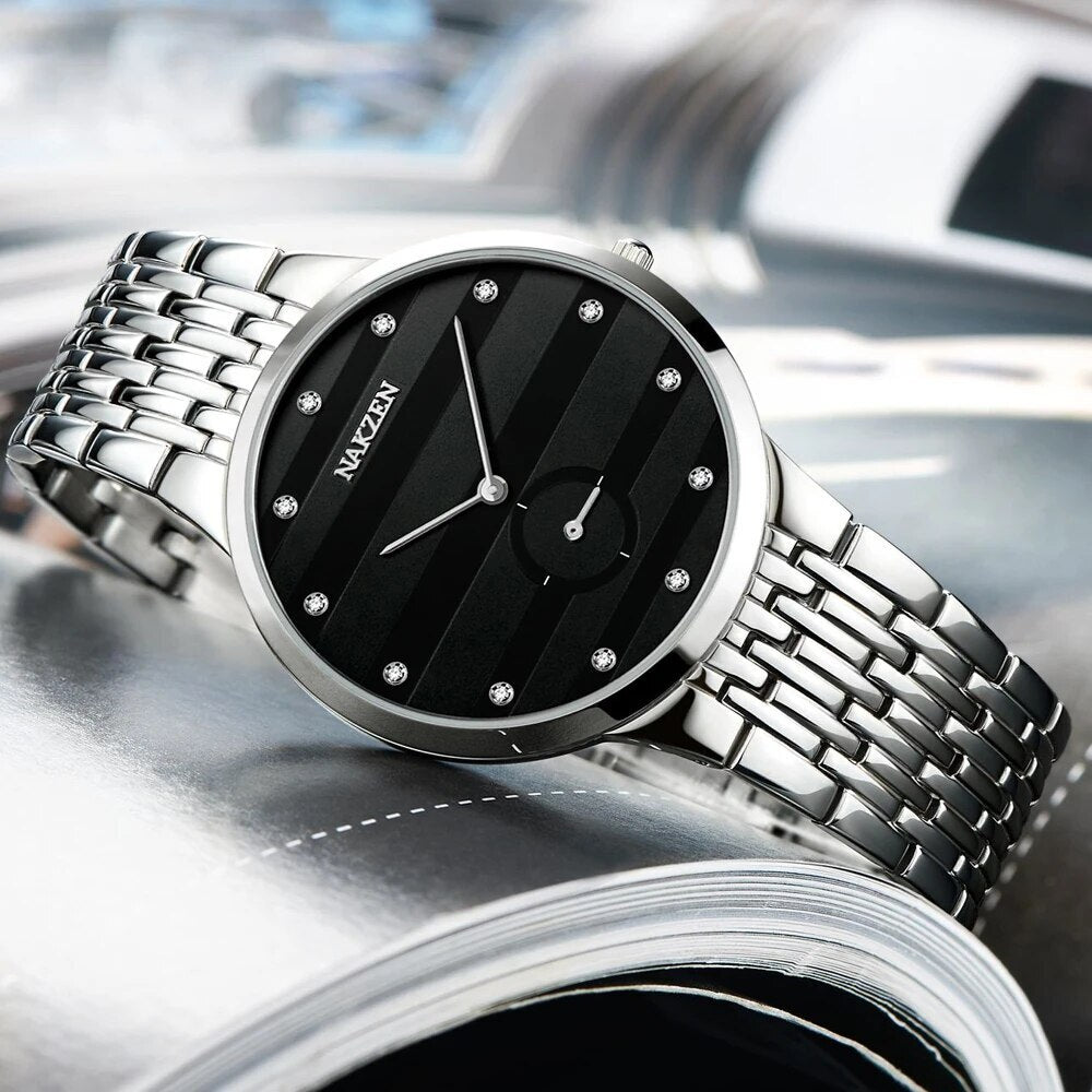 NAKZEN Commerce Diamond Men Watch Famous Luxury Brand Sapphire Watches Men's Stainless Steel Simple Black Gold Watch Male Clock-4