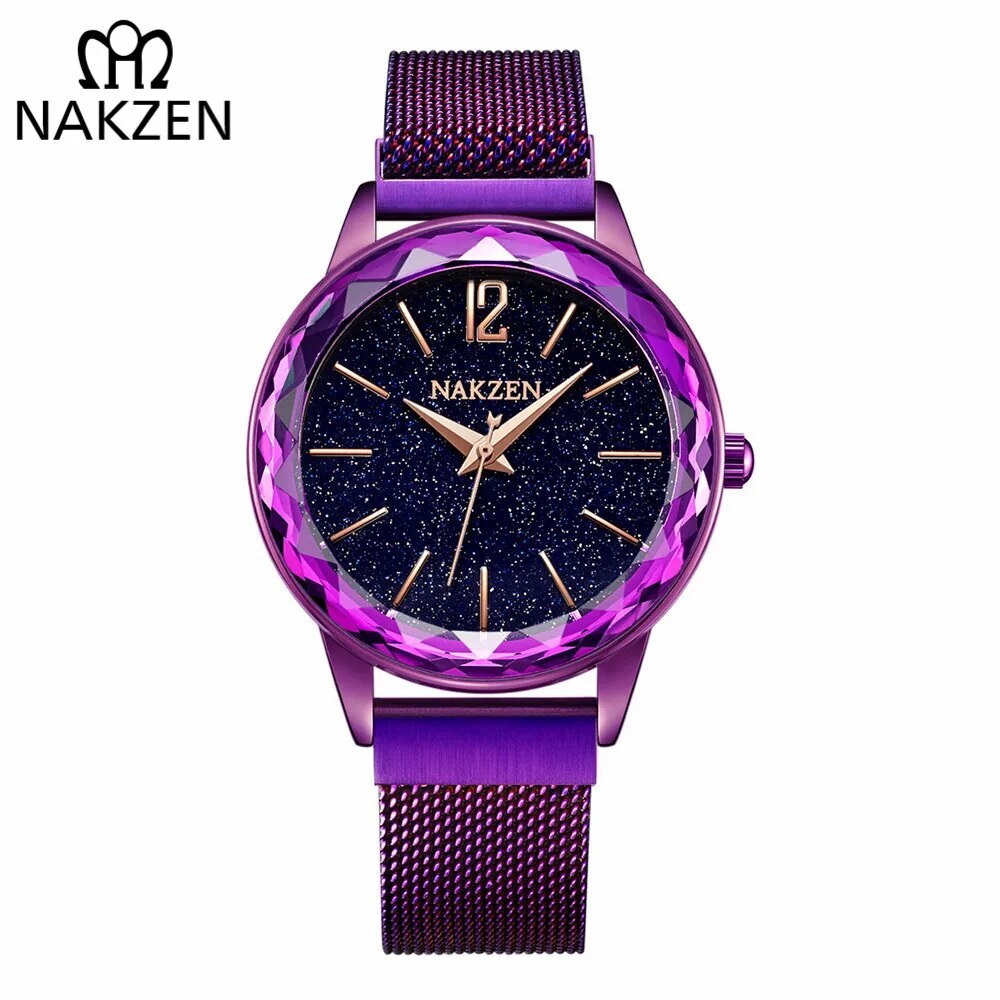 NAKZEN Rose Gold Women Watches Minimalism Starry sky Magnet Buckle Fashion Wristwatch Waterproof Roman Numeral reloj mujer-1