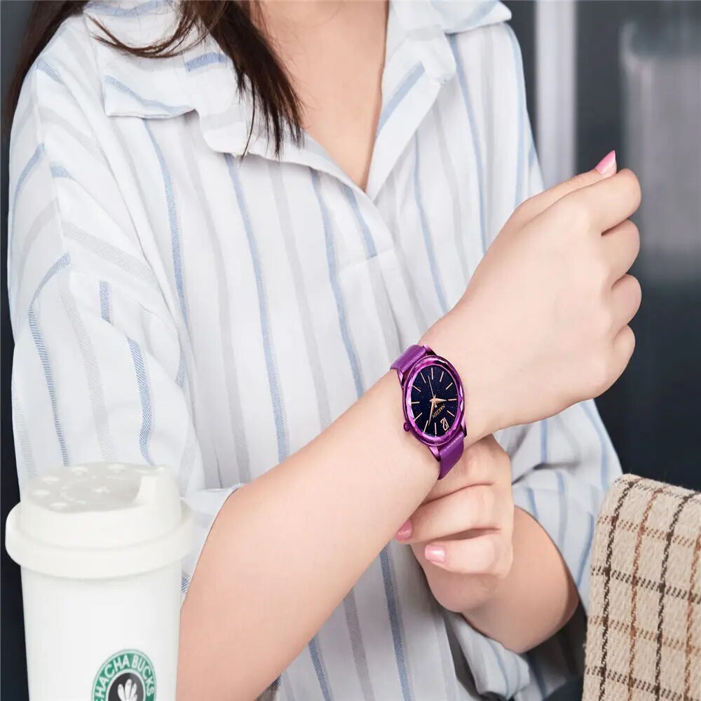 NAKZEN Dress Women Quartz Watches Minimalism Starry sky Magnet Buckle Fashion Wristwatch Waterproof Roman Numeral reloj mujer-5