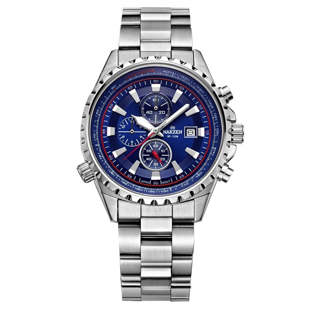NAKZEN Business Men Multifunction Quartz Watch Man Sports Stainless Steel Watches Waterproof 10Bar WirstWatch Relogio Masculino-4