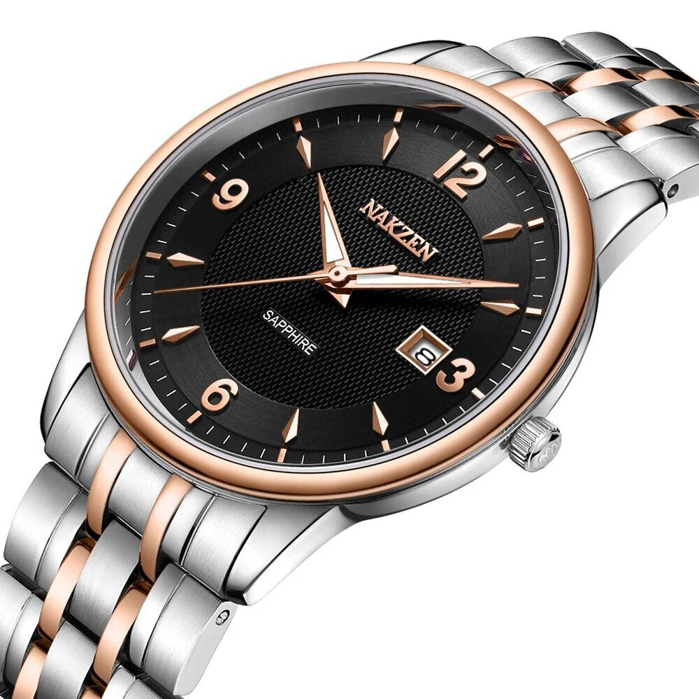 NAKZEN Men Watches Top Brand Luxury Clock Male Stainless Steel Casual Quartz Watch Mens Sports Wristwatch relogio masculino-1
