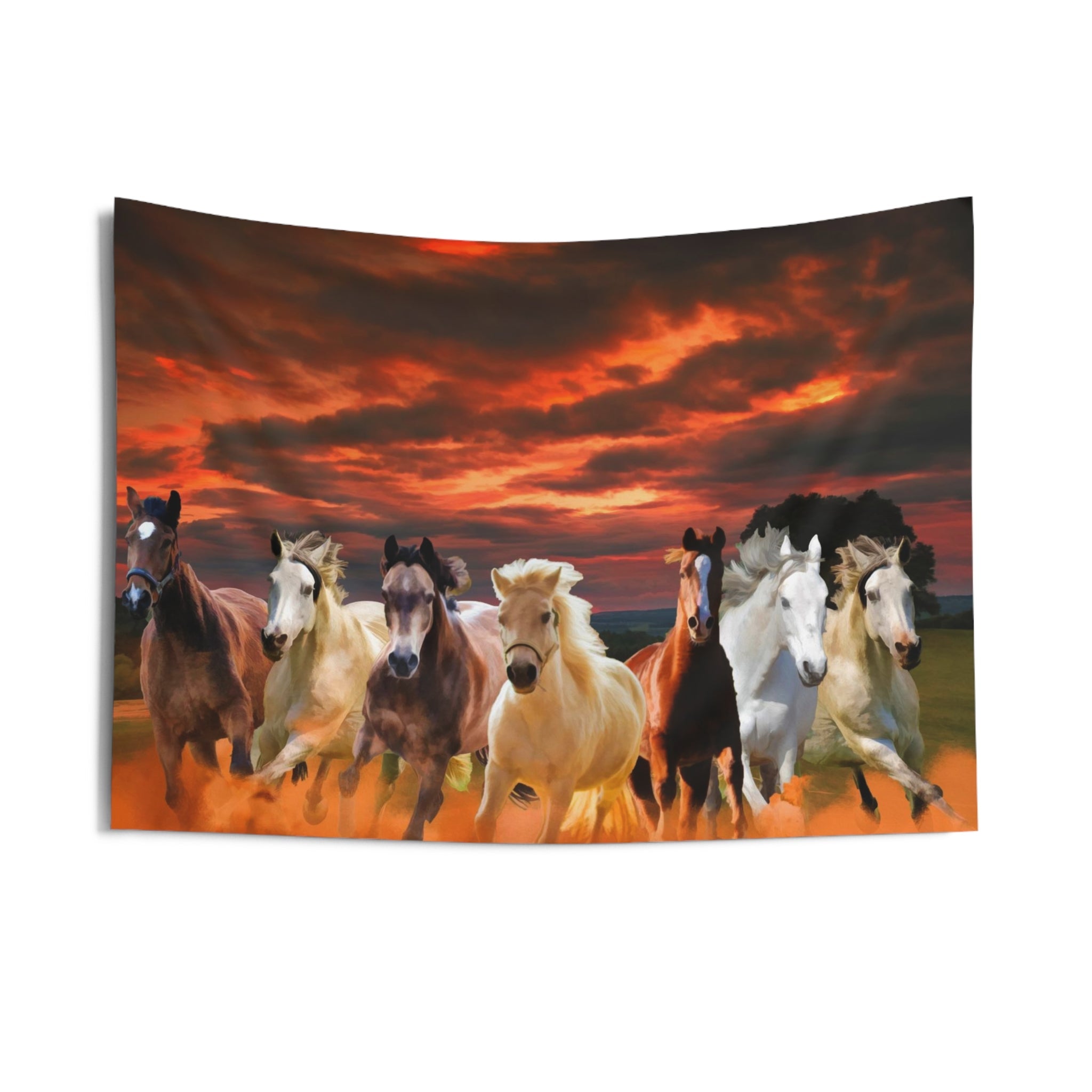 Seven Horse sunrise Tapestry-2